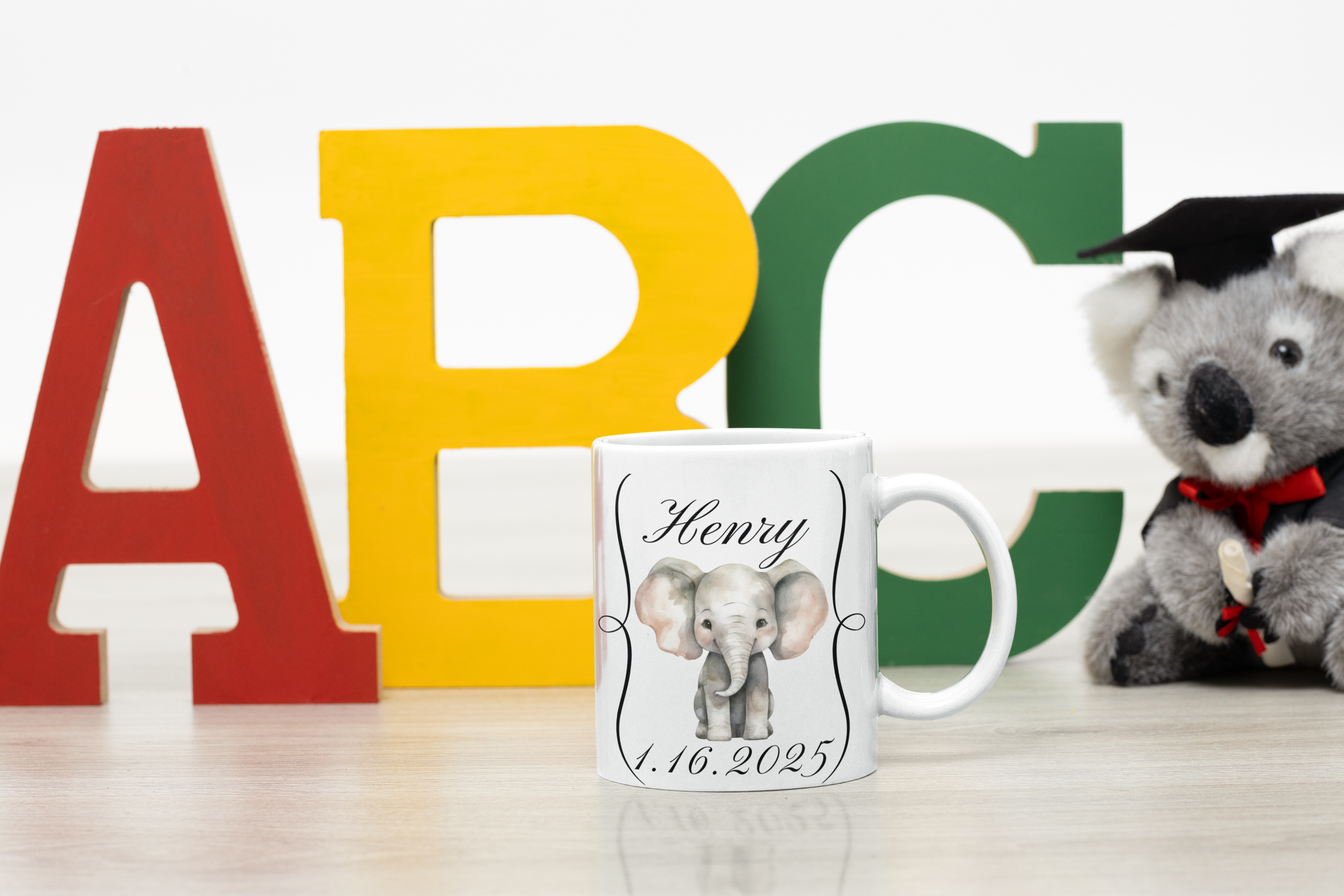 Baby Elephant Ceramic Mug- Customizable 11 oz Baby Elephant Ceramic Mug- Customizable 11 oz