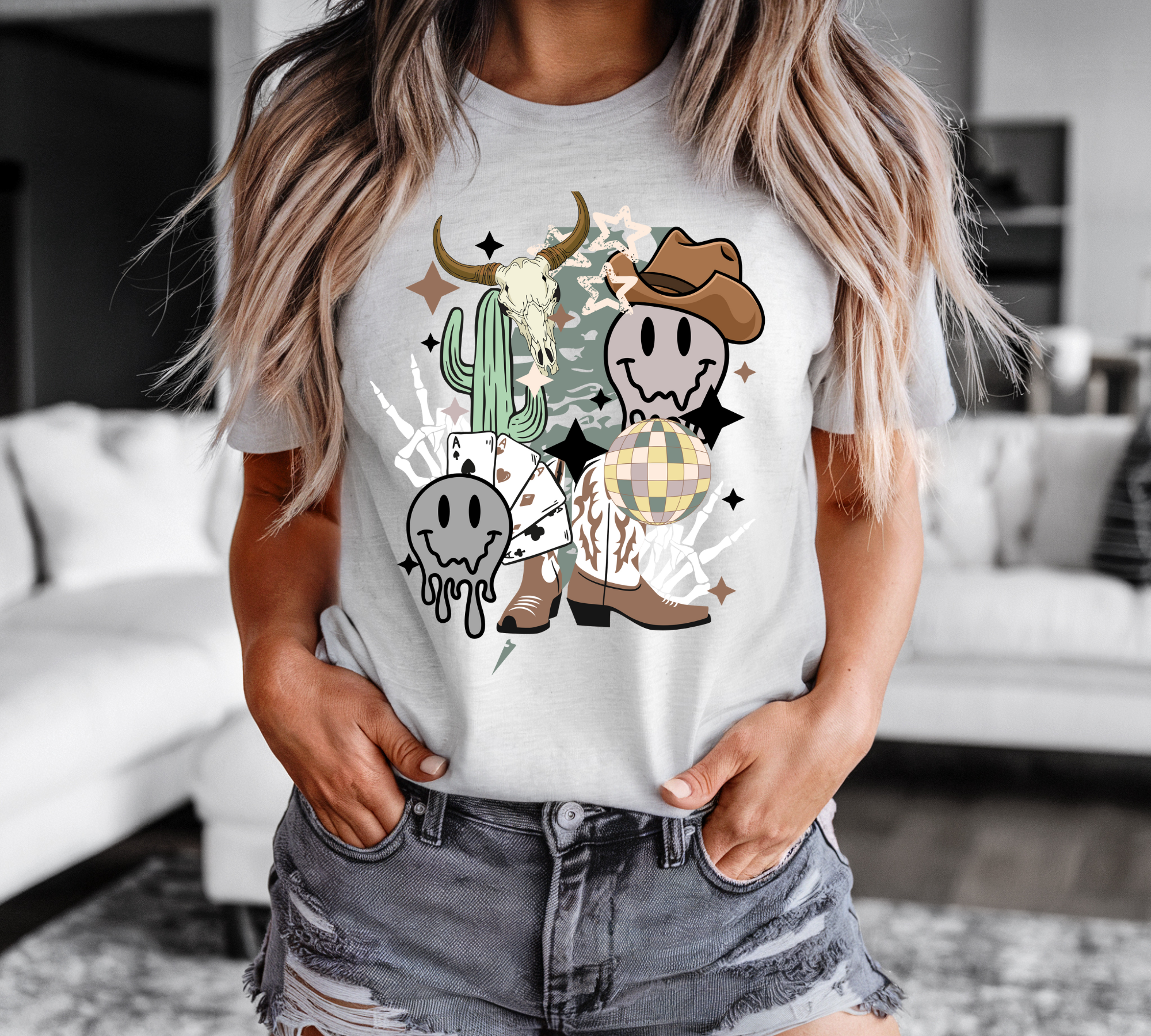 Western-Inspired Graphic Tee - Cactus & Skull Design product thumbnail image Western-Inspired Graphic Tee - Cactus & Skull Design product thumbnail image