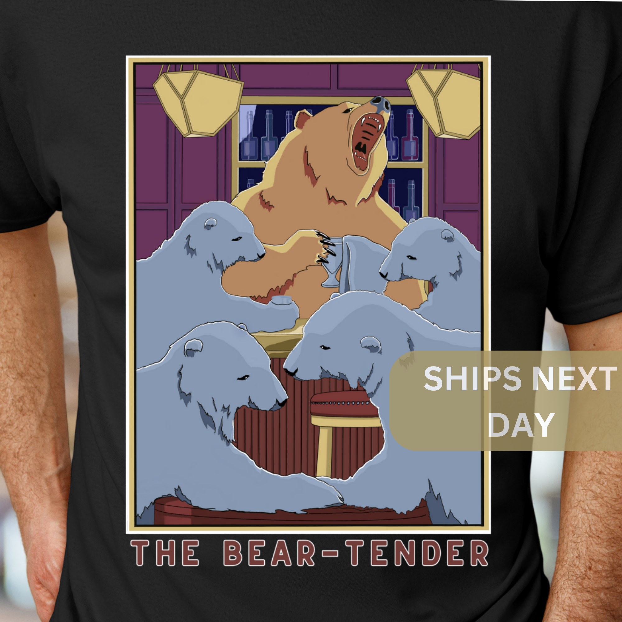 Funny Unisex Heavy Cotton Tee, The Bear-Tender Graphic Shirt, Gift for Bartender or Dad product thumbnail image Funny Unisex Heavy Cotton Tee, The Bear-Tender Graphic Shirt, Gift for Bartender or Dad product thumbnail image