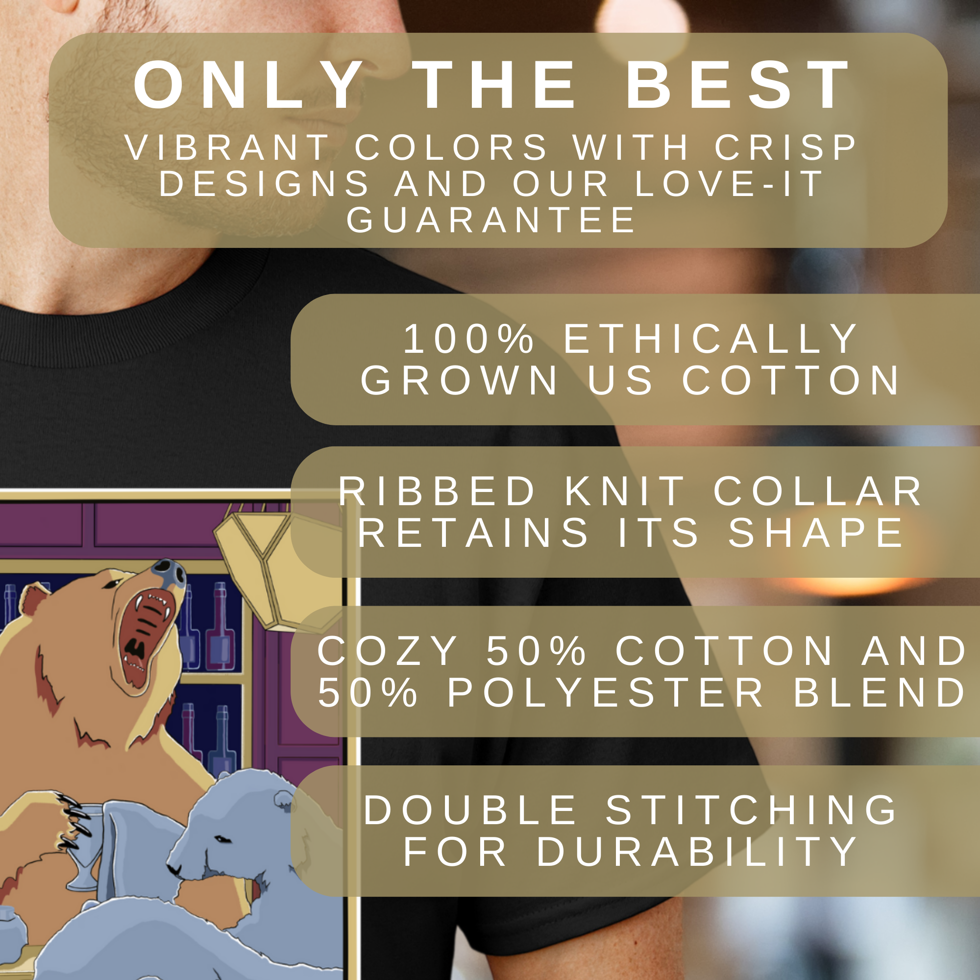 Funny Unisex Heavy Cotton Tee, The Bear-Tender Graphic Shirt, Gift for Bartender or Dad product thumbnail image Funny Unisex Heavy Cotton Tee, The Bear-Tender Graphic Shirt, Gift for Bartender or Dad product thumbnail image