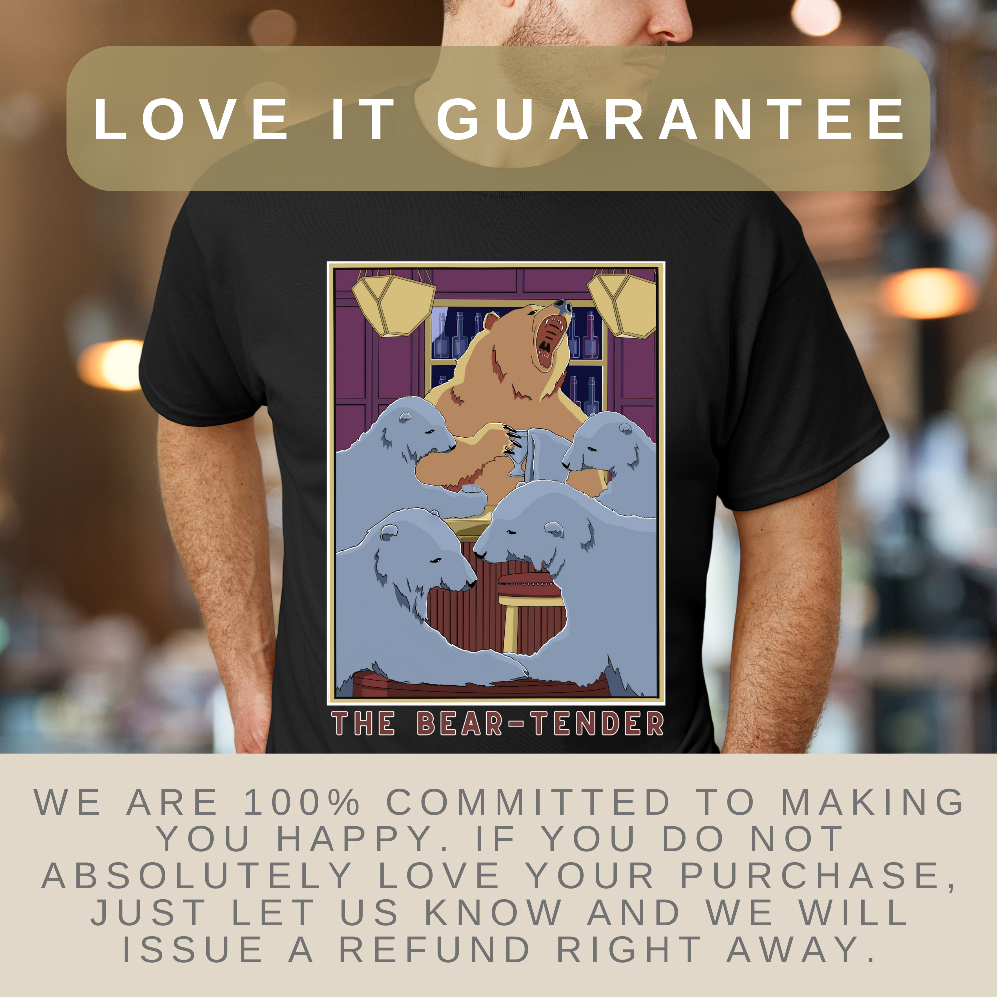 Funny Unisex Heavy Cotton Tee, The Bear-Tender Graphic Shirt, Gift for Bartender or Dad product thumbnail image Funny Unisex Heavy Cotton Tee, The Bear-Tender Graphic Shirt, Gift for Bartender or Dad product thumbnail image