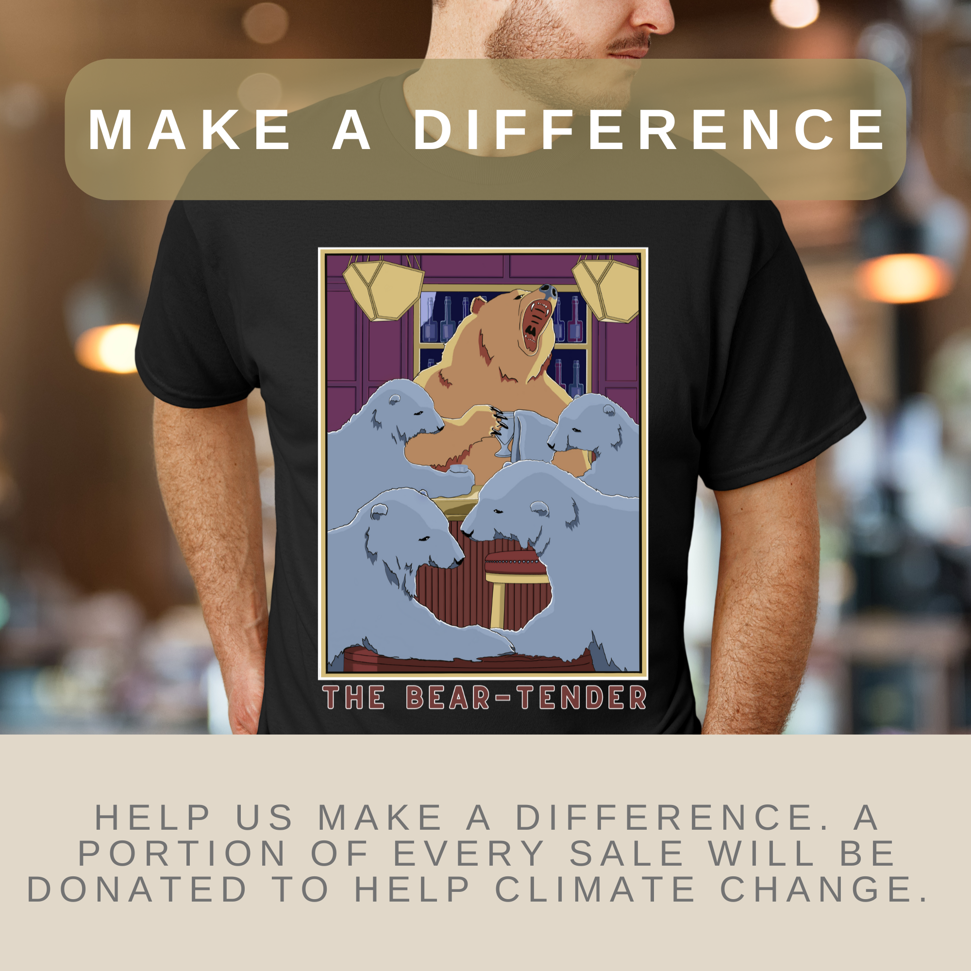 Funny Unisex Heavy Cotton Tee, The Bear-Tender Graphic Shirt, Gift for Bartender or Dad product thumbnail image Funny Unisex Heavy Cotton Tee, The Bear-Tender Graphic Shirt, Gift for Bartender or Dad product thumbnail image