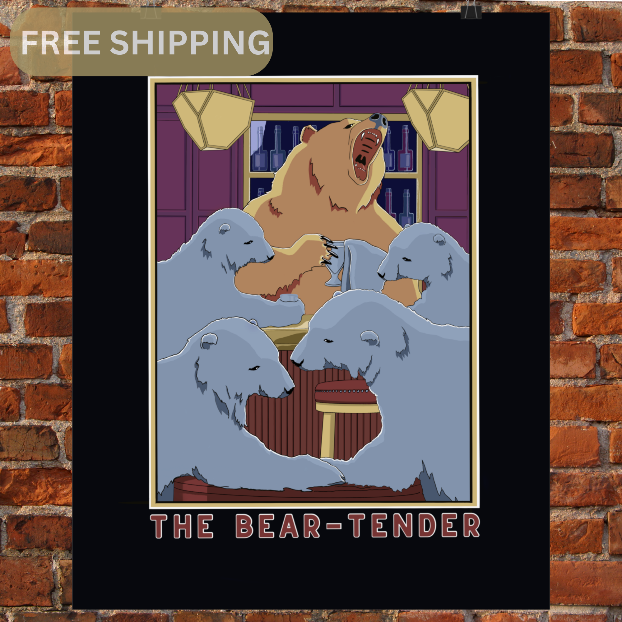 Satin Poster - Bear-Tender 300gsm Art Print for Animal Lovers, Gift for Bartenders product thumbnail image Satin Poster - Bear-Tender 300gsm Art Print for Animal Lovers, Gift for Bartenders product thumbnail image