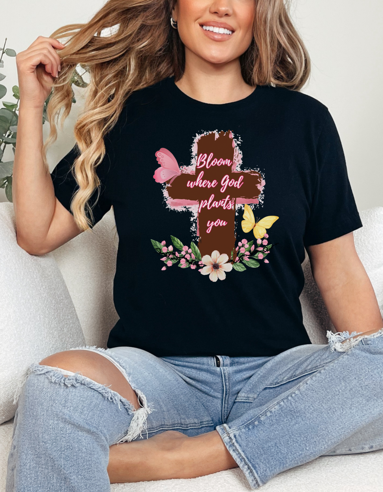 Inspirational Christian Tee – “Bloom Where God Plants You” | Unisex Fit, Soft Jersey Shirt product thumbnail image Inspirational Christian Tee – “Bloom Where God Plants You” | Unisex Fit, Soft Jersey Shirt product thumbnail image