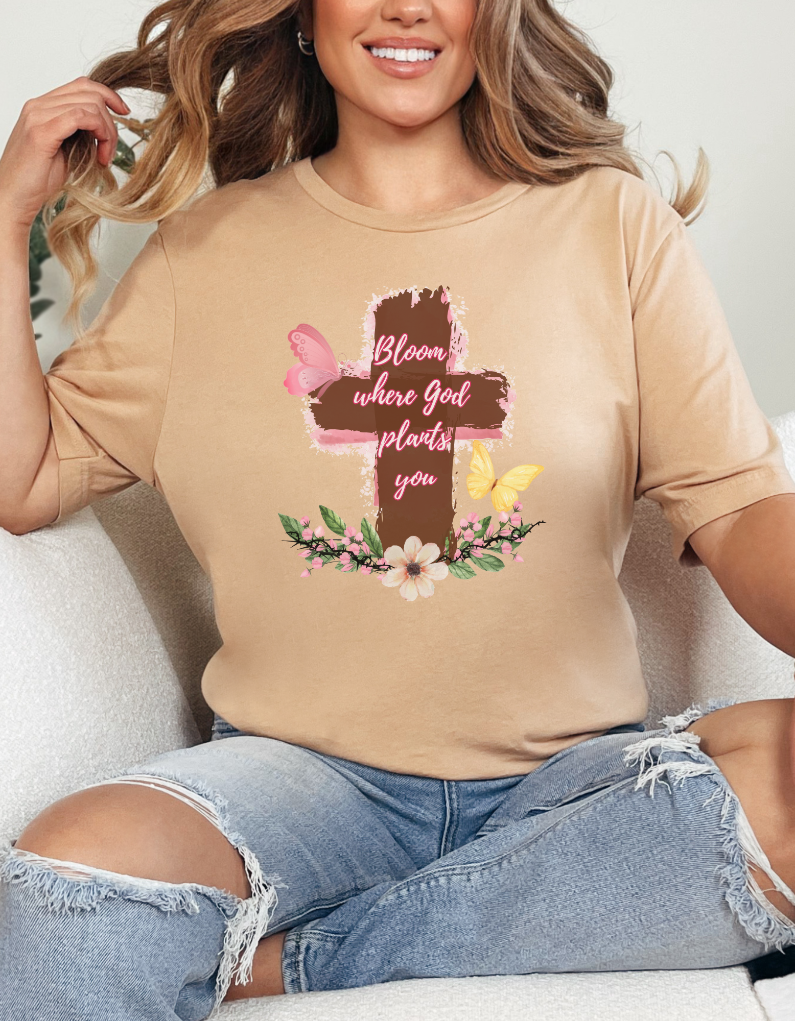 Inspirational Christian Tee – “Bloom Where God Plants You” | Unisex Fit, Soft Jersey Shirt product thumbnail image Inspirational Christian Tee – “Bloom Where God Plants You” | Unisex Fit, Soft Jersey Shirt product thumbnail image