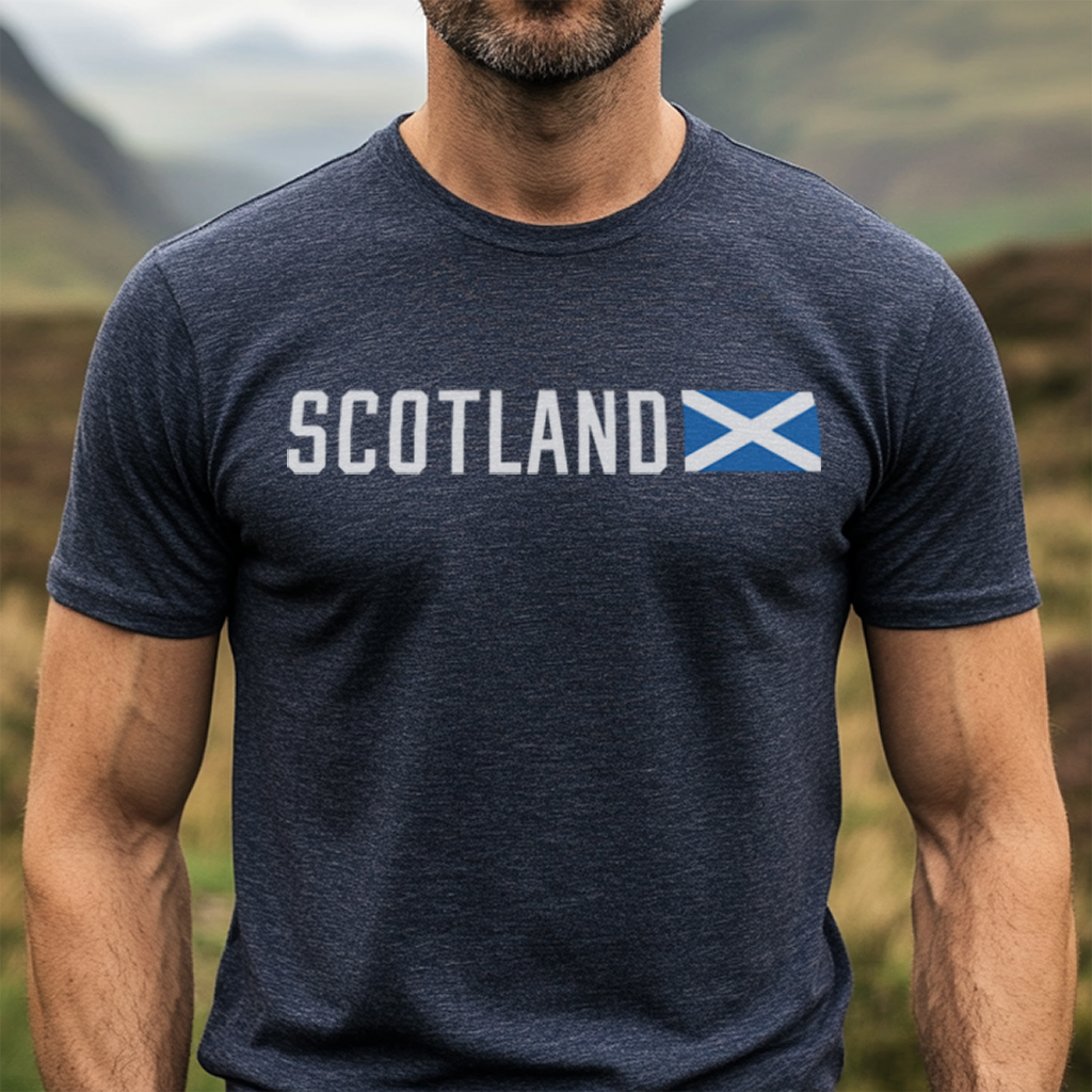 Scotland Flag Crew Tee, Comfortable Unisex T-Shirt for Travelers, Scotland Lovers, Casual Wear, Perfect Gift - Image 1 | Lily's Pad Studio