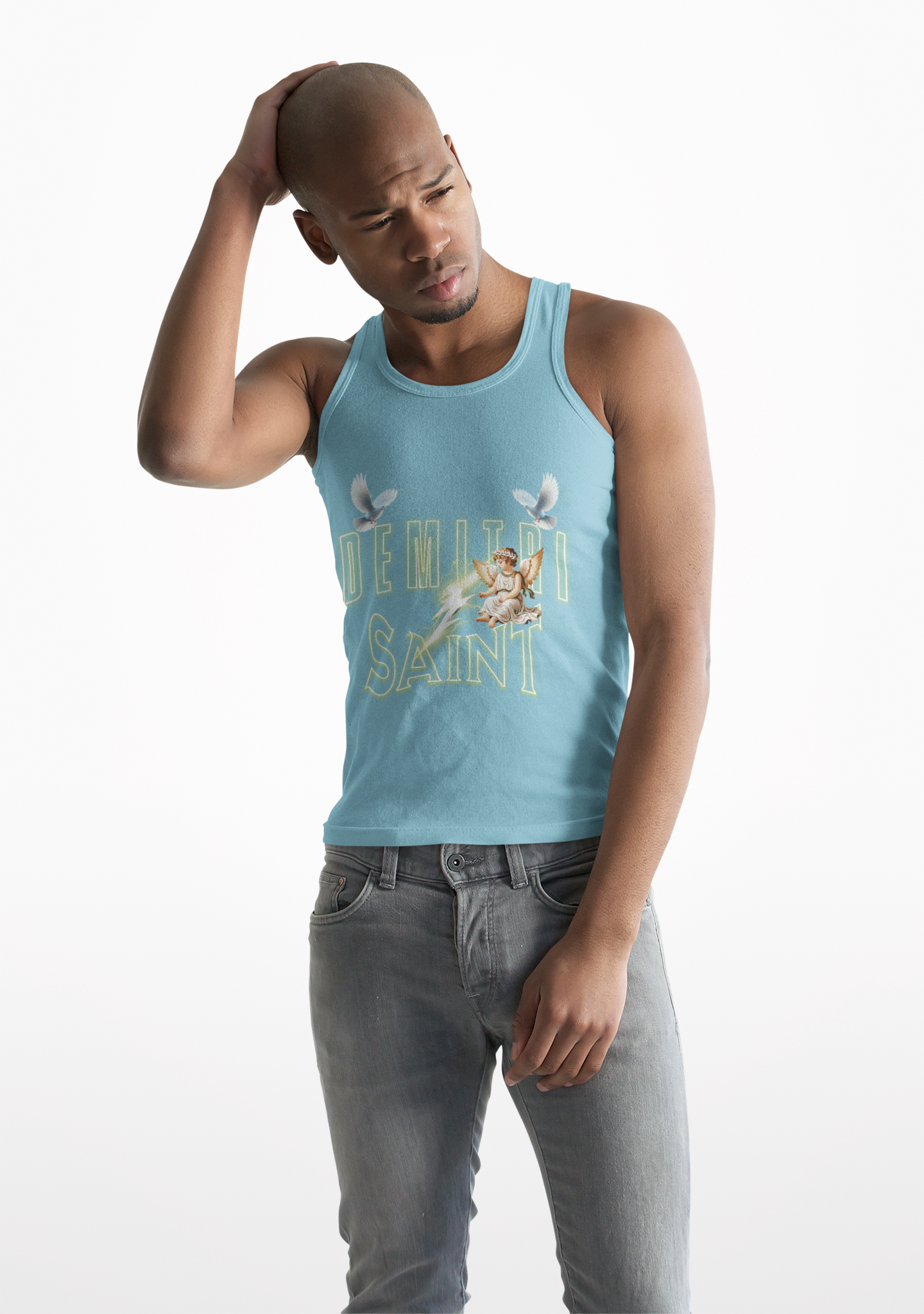 Saint Demitri Lightening Tank Top - Summer Casual Jersey Tank for Him product thumbnail image Saint Demitri Lightening Tank Top - Summer Casual Jersey Tank for Him product thumbnail image