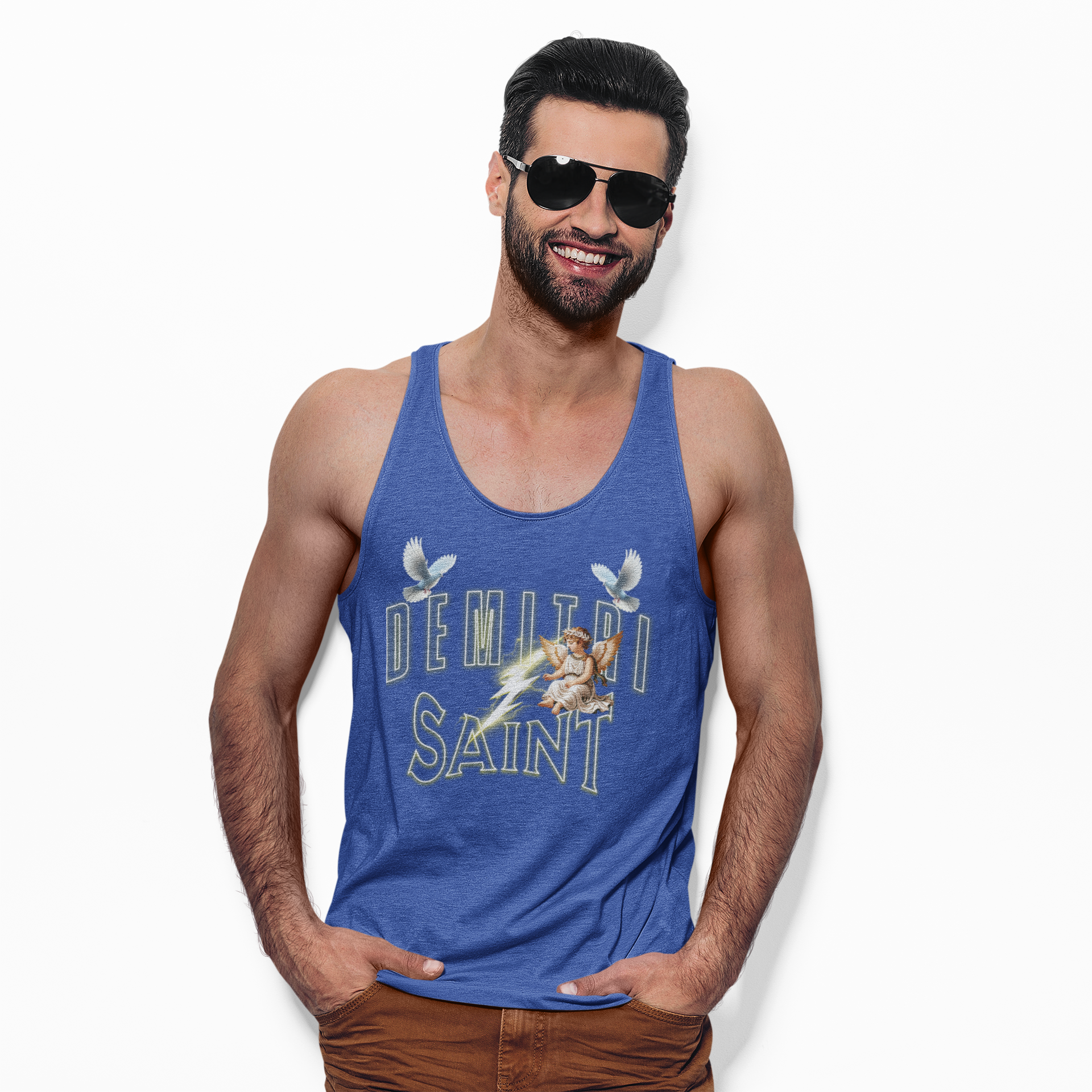 Saint Demitri Lightening Tank Top - Summer Casual Jersey Tank for Him product thumbnail image Saint Demitri Lightening Tank Top - Summer Casual Jersey Tank for Him product thumbnail image