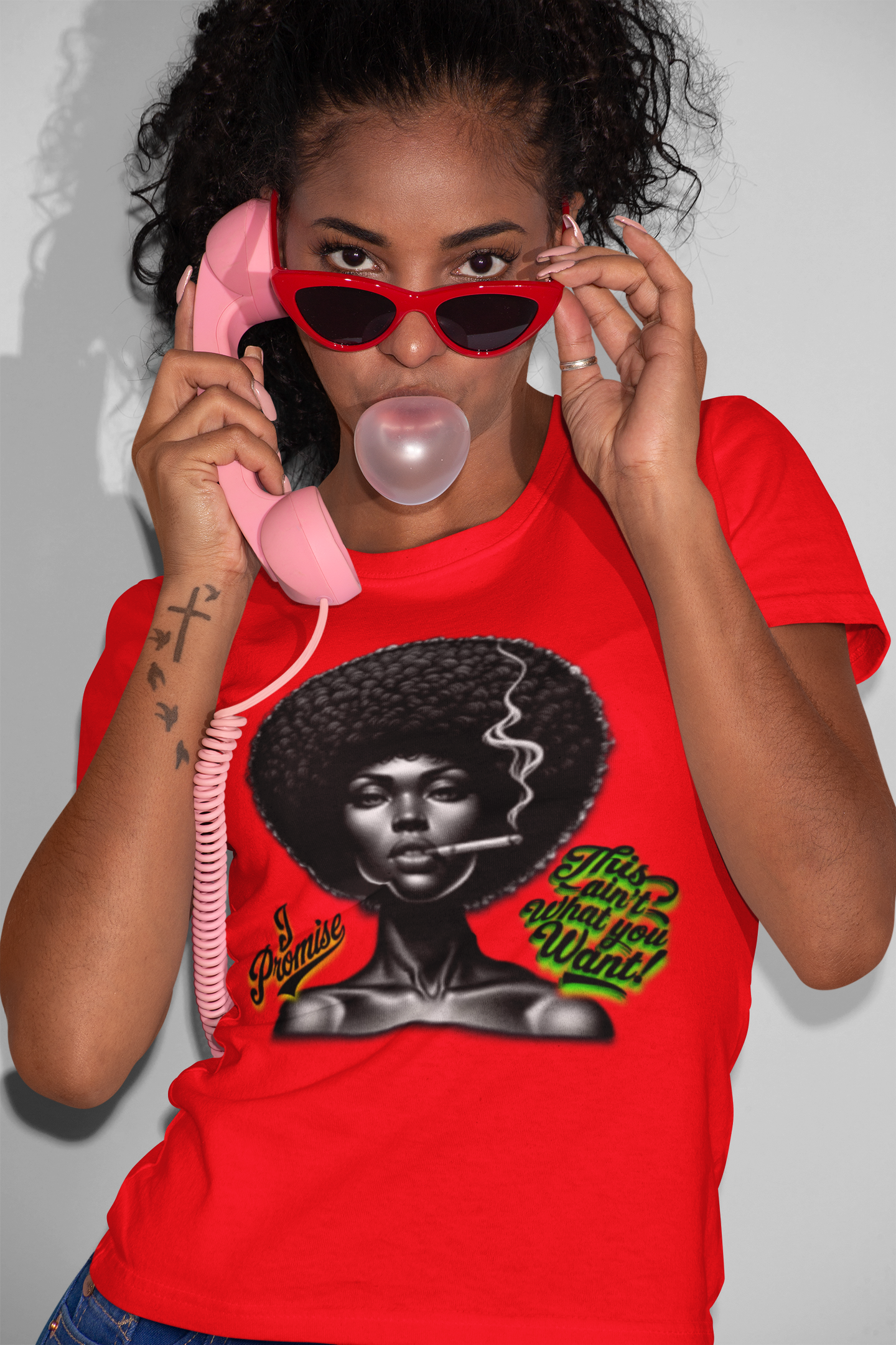 Black Woman Graphic Tee - "I Promise This Ain’t What You Want", Melanin T-Shirts for Black Women, 92% Black Women Shirts product thumbnail image