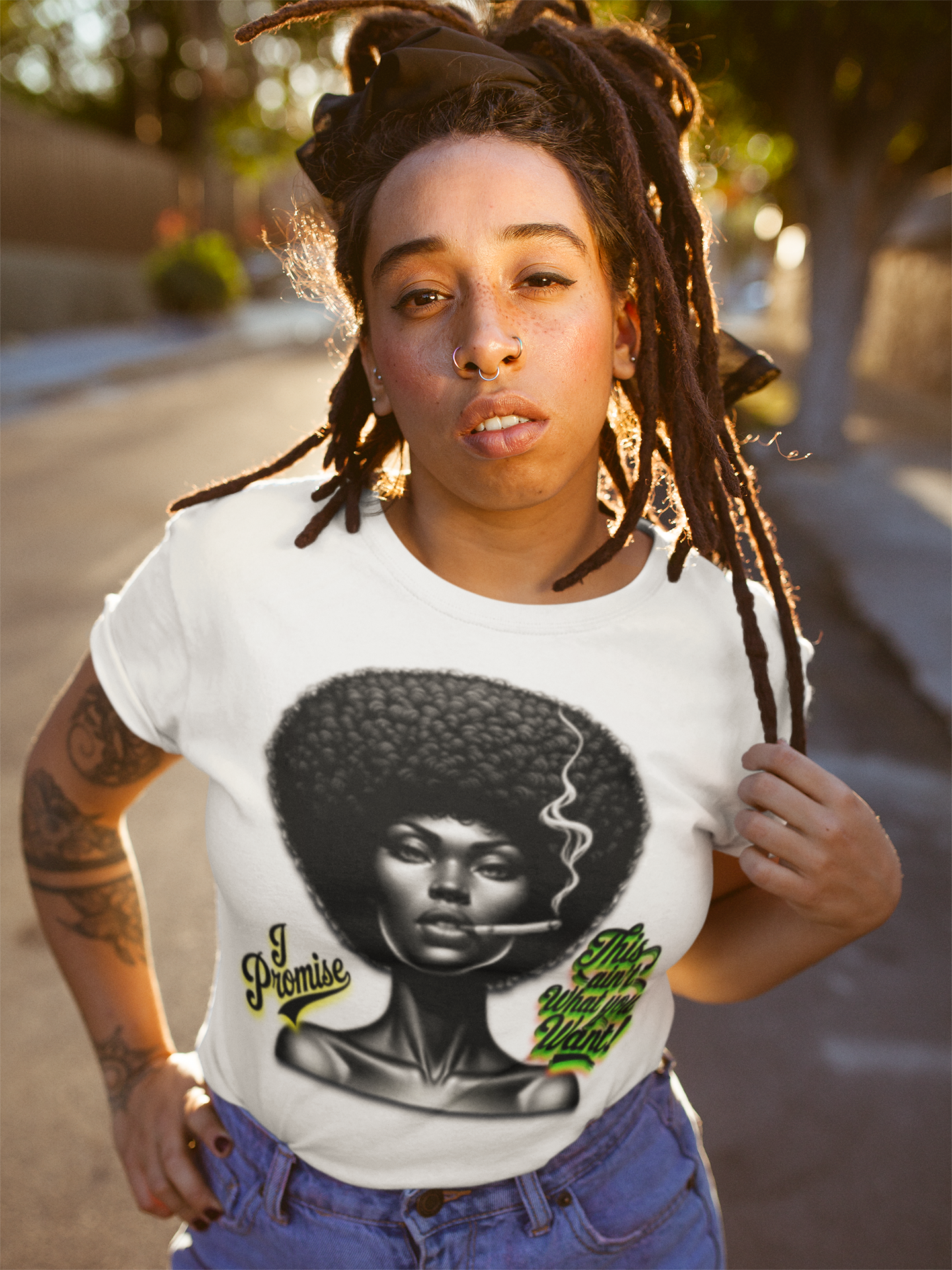 Black Woman Graphic Tee - "I Promise This Ain’t What You Want", Melanin T-Shirts for Black Women, 92% Black Women Shirts product thumbnail image