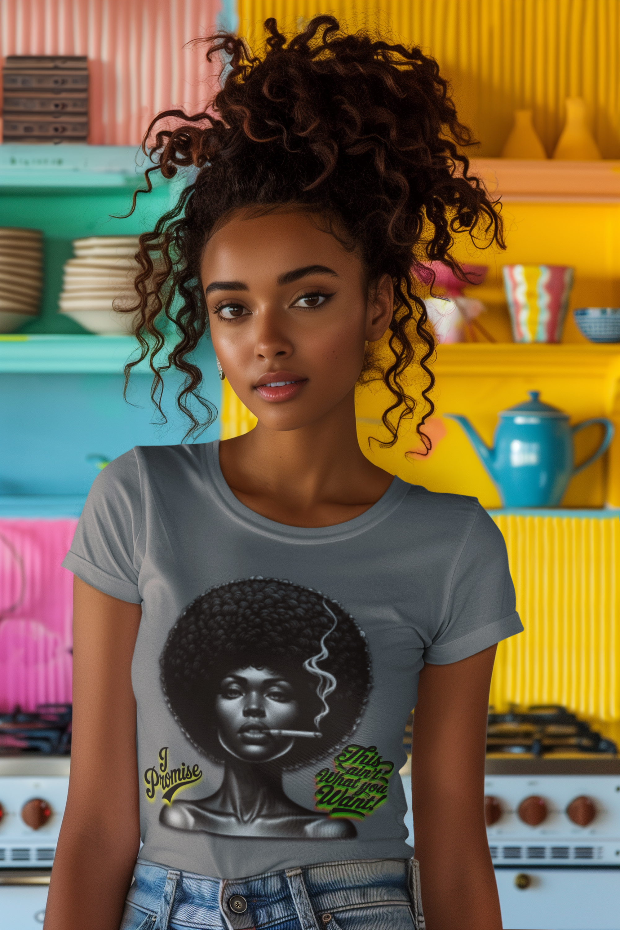 Black Woman Graphic Tee - "I Promise This Ain’t What You Want", Melanin T-Shirts for Black Women, 92% Black Women Shirts product thumbnail image