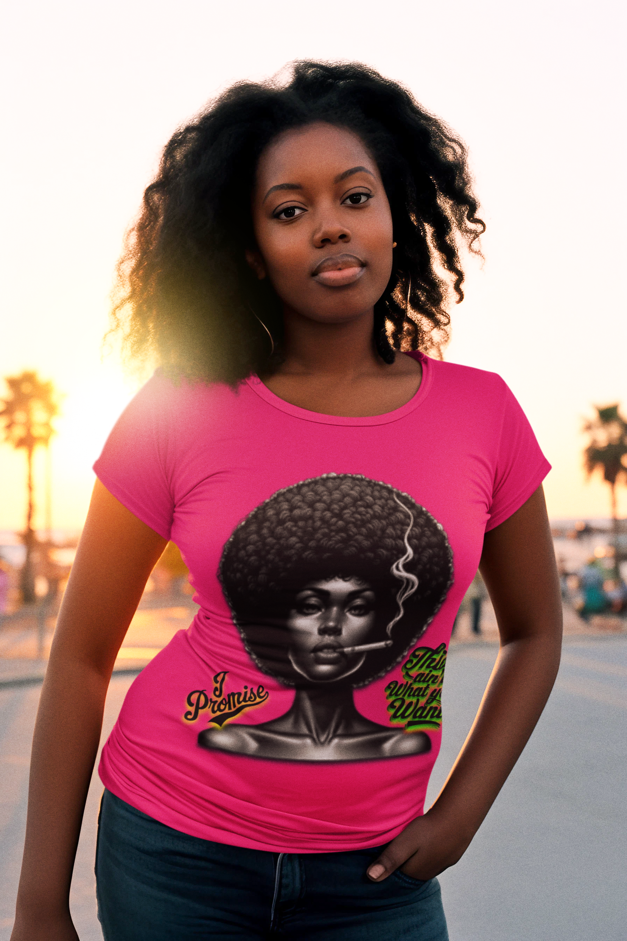 Black Woman Graphic Tee - "I Promise This Ain’t What You Want", Melanin T-Shirts for Black Women, 92% Black Women Shirts product thumbnail image