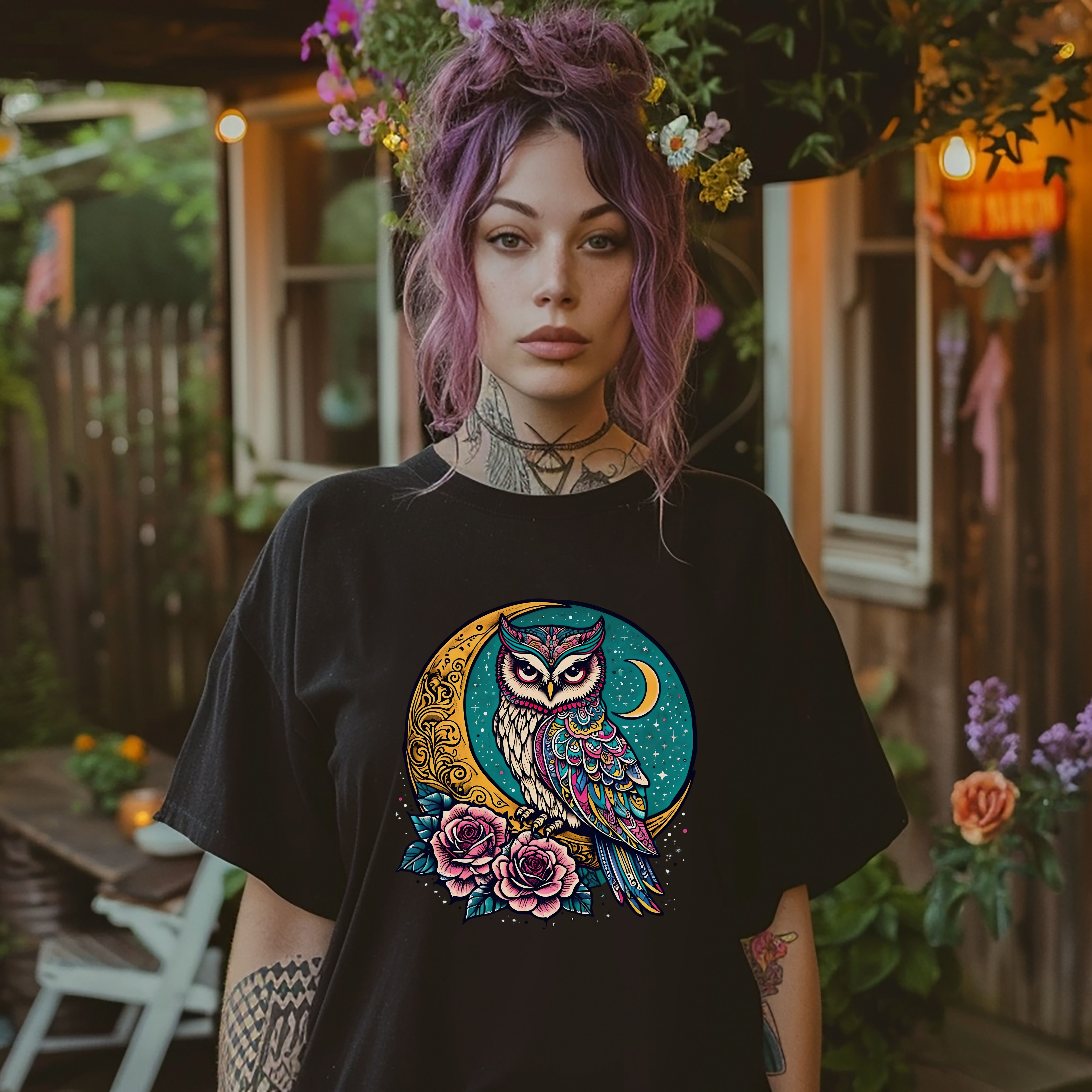 Mystical Owl T-Shirt Bohemian Vibes Tee Nature Lover Gift Festival Outfit Unisex Graphic Shirt product thumbnail image Mystical Owl T-Shirt Bohemian Vibes Tee Nature Lover Gift Festival Outfit Unisex Graphic Shirt product thumbnail image