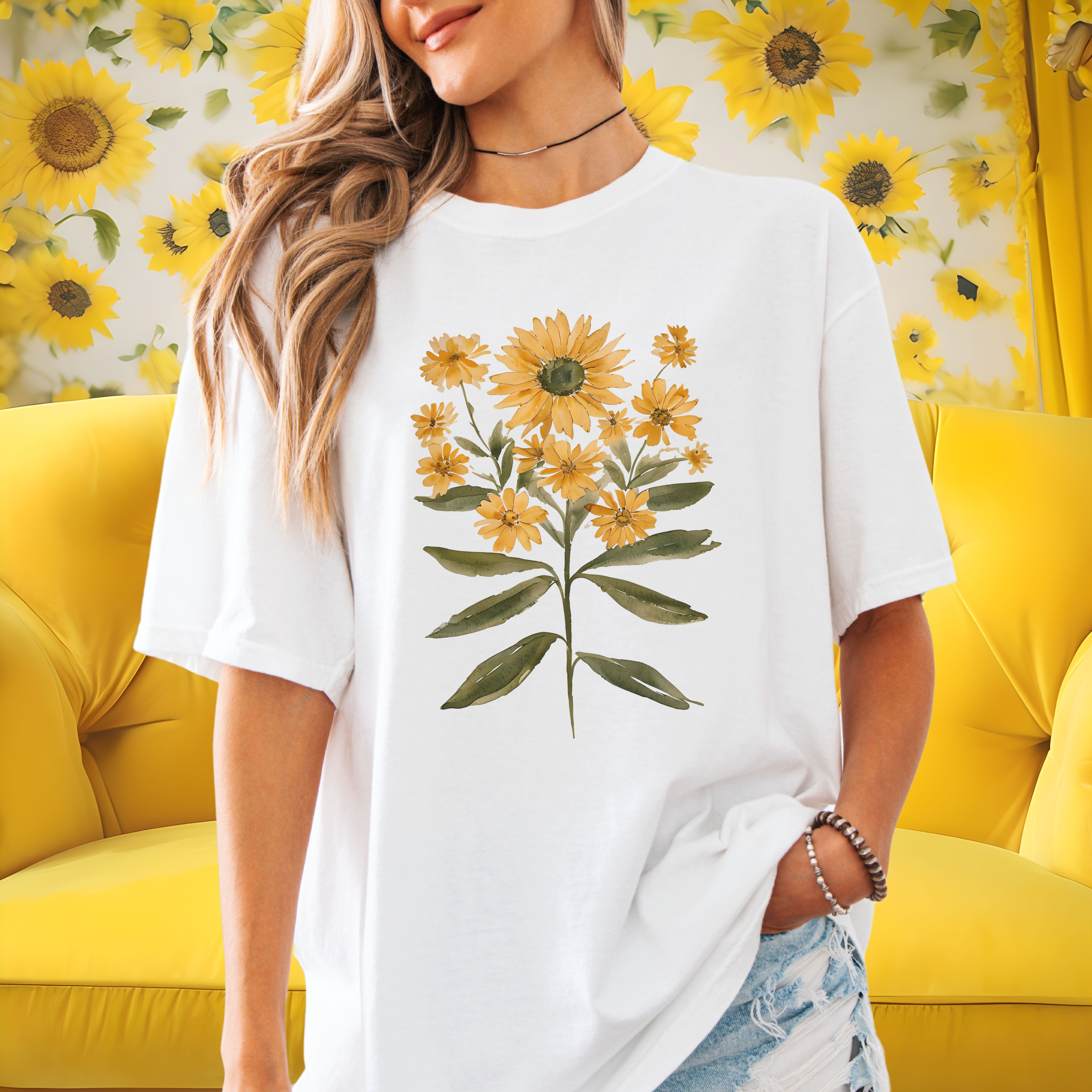 Botanical Sunflower T-shirt Floral Graphic Tee Casual Summer Shirt Gift for Nature Lovers Spring Fashion Must-Have product thumbnail image Botanical Sunflower T-shirt Floral Graphic Tee Casual Summer Shirt Gift for Nature Lovers Spring Fashion Must-Have product thumbnail image
