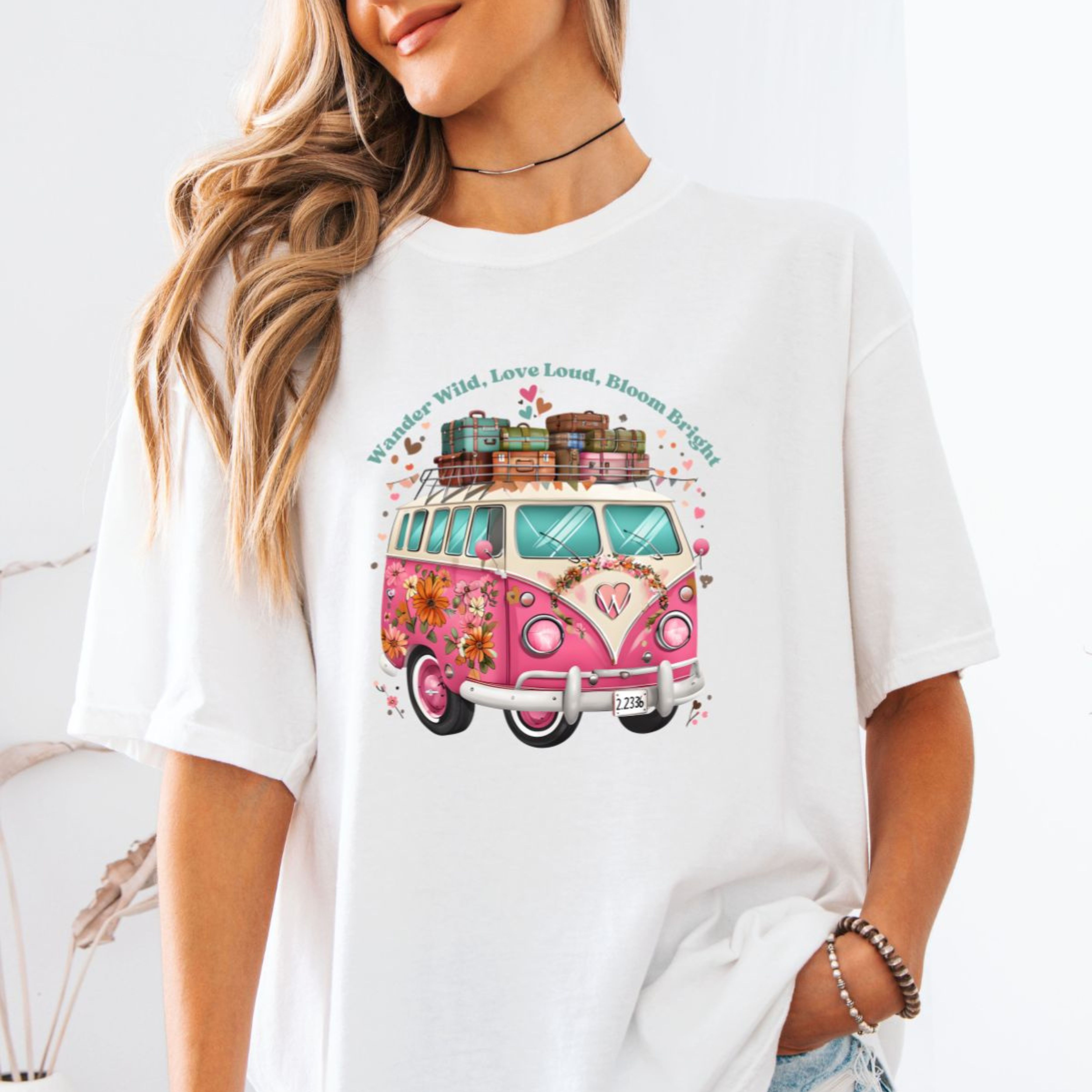 Floral Van T-Shirt Retro Style Vintage Graphic Tee Van Shirt Girls Trip Gift product thumbnail image Floral Van T-Shirt Retro Style Vintage Graphic Tee Van Shirt Girls Trip Gift product thumbnail image