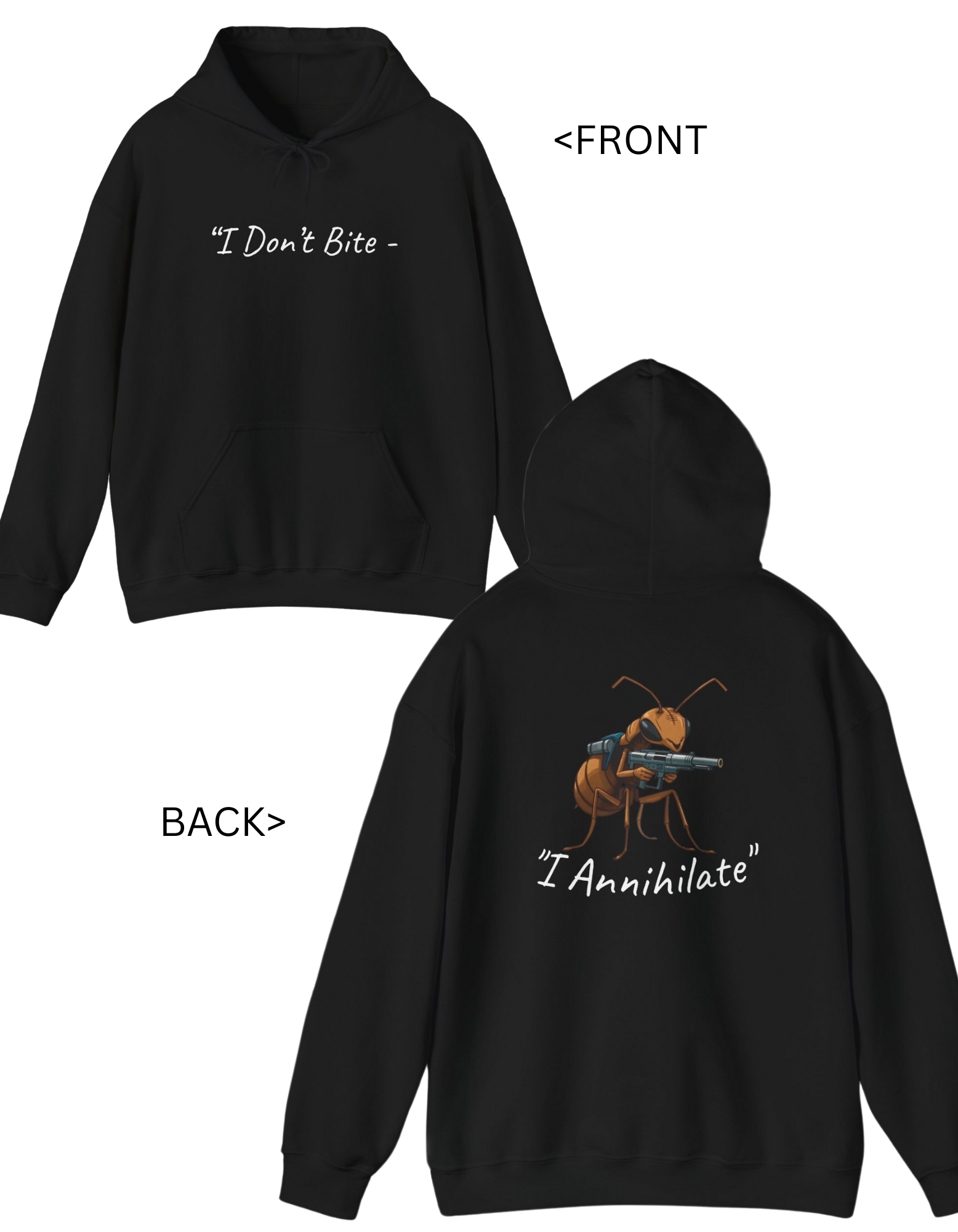 Graphic Hoodie, Bold Statement Clothing, Unisex Sweatshirt, Edgy Pullover Top, Bite Annihilate Theme, Cool Urban Apparel product thumbnail image