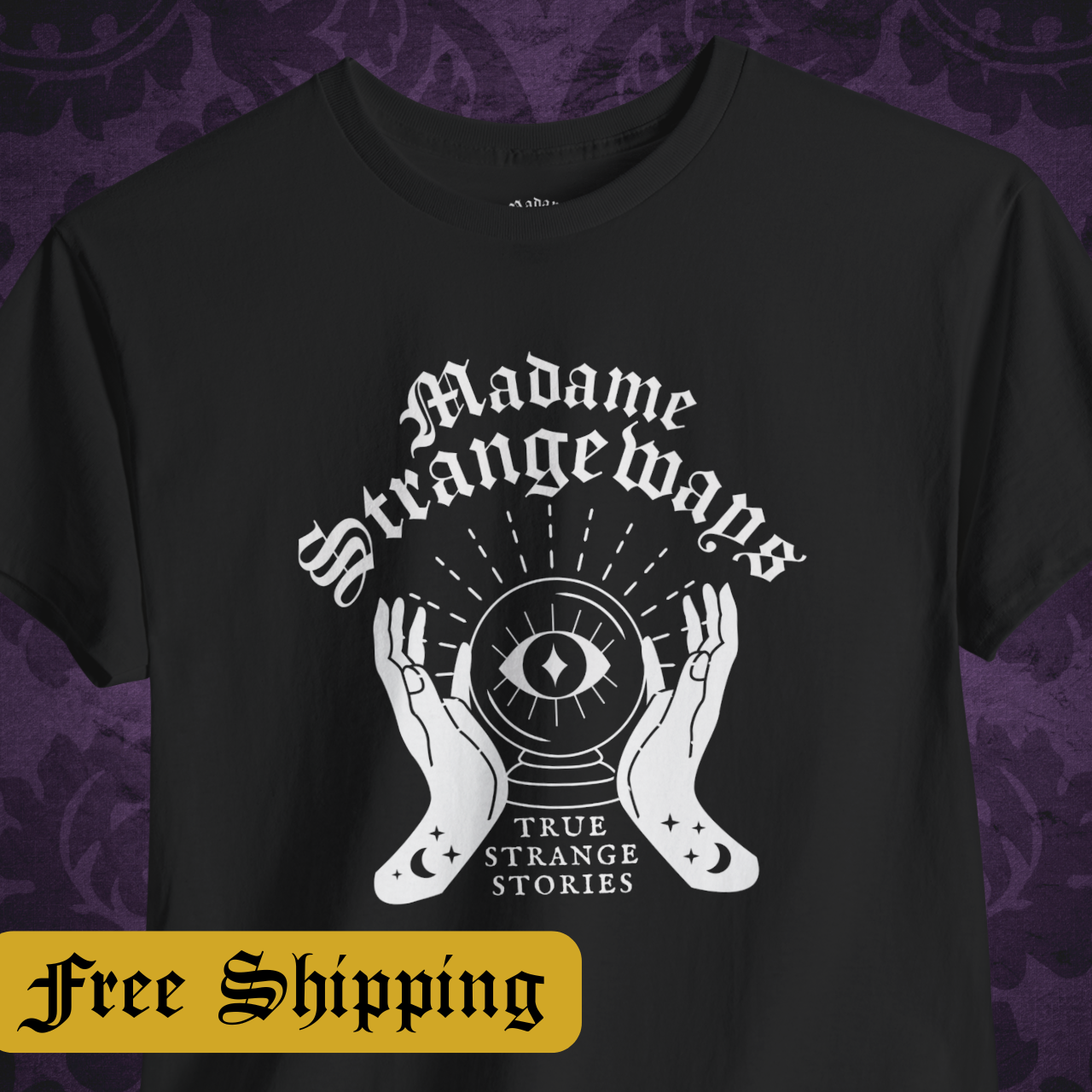 Heavy Cotton T-Shirt - Madame Strangeways True Strange Stories Podcast product thumbnail image Heavy Cotton T-Shirt - Madame Strangeways True Strange Stories Podcast product thumbnail image