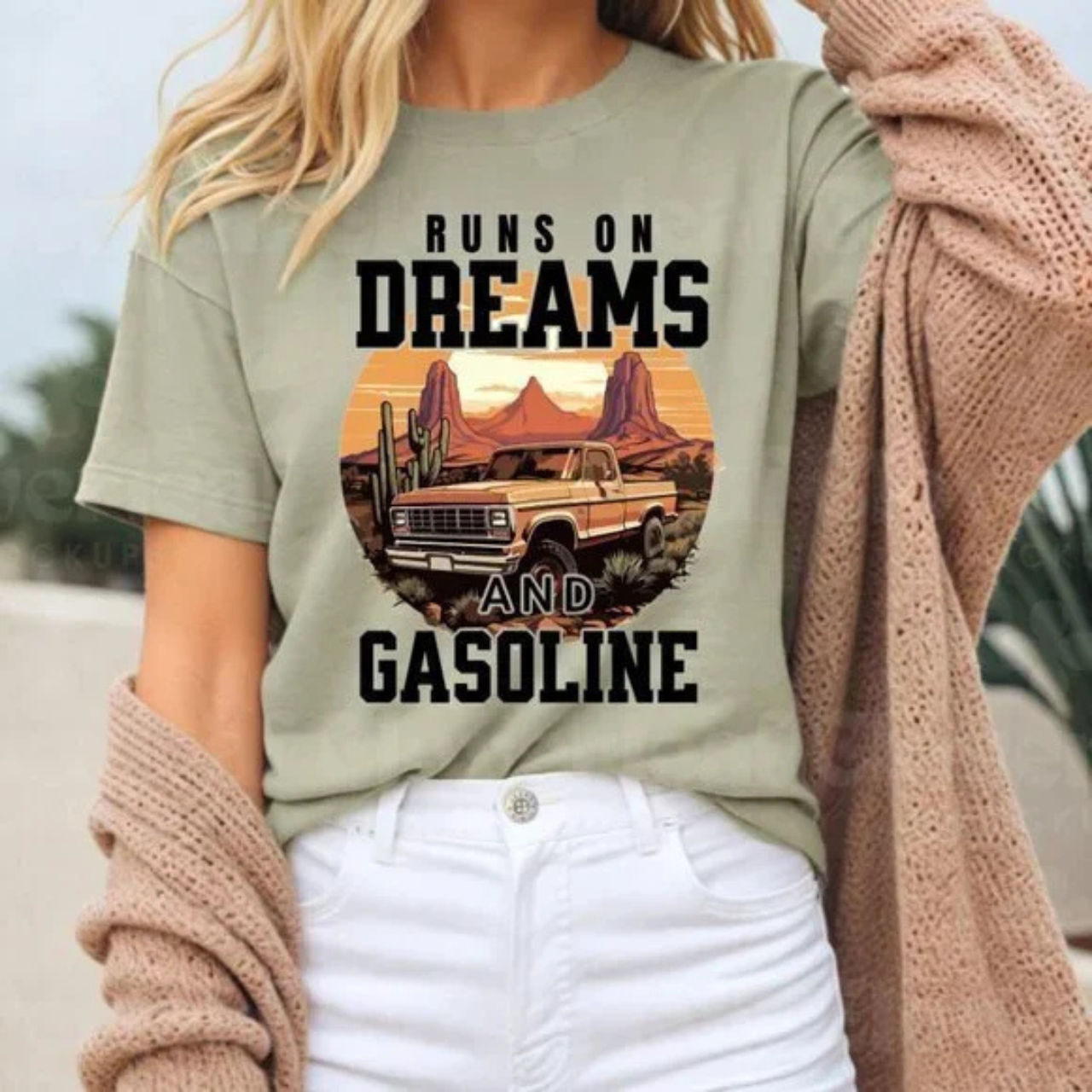 Western Country Music DREAMS & GASOLINE Graphic Print Short Sleeve Tee Western Country Music DREAMS & GASOLINE Graphic Print Short Sleeve Tee