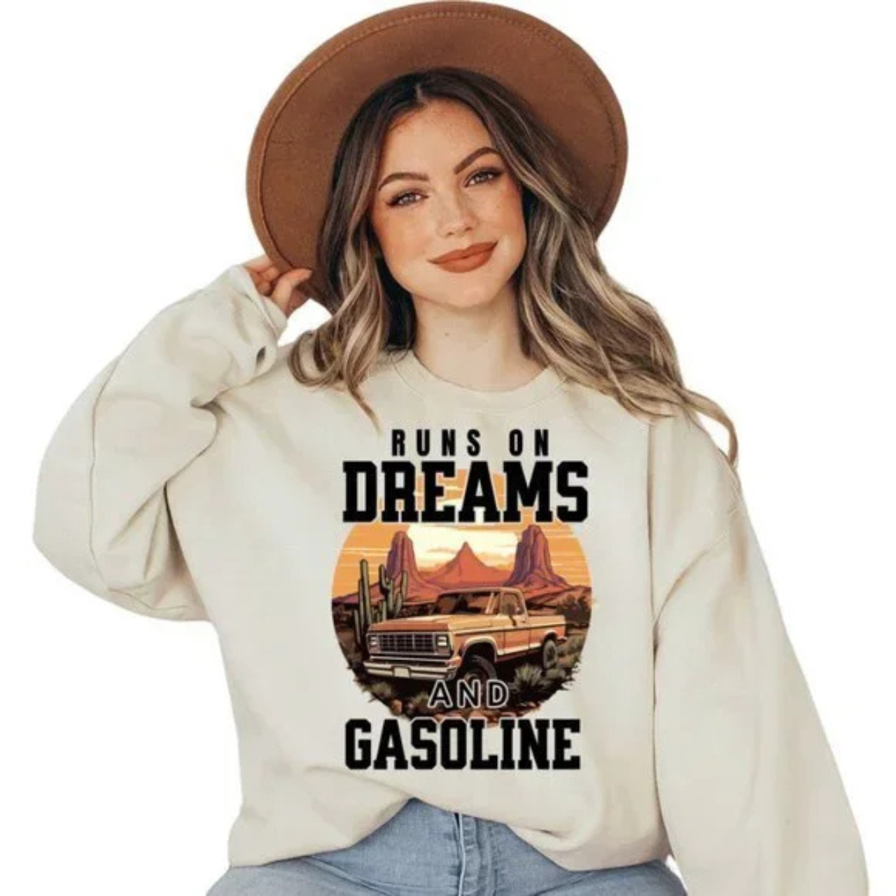 Western Country Music DREAMS AND GASOLINE Crewneck Longsleeve Sweatshirt product thumbnail image Western Country Music DREAMS AND GASOLINE Crewneck Longsleeve Sweatshirt product thumbnail image