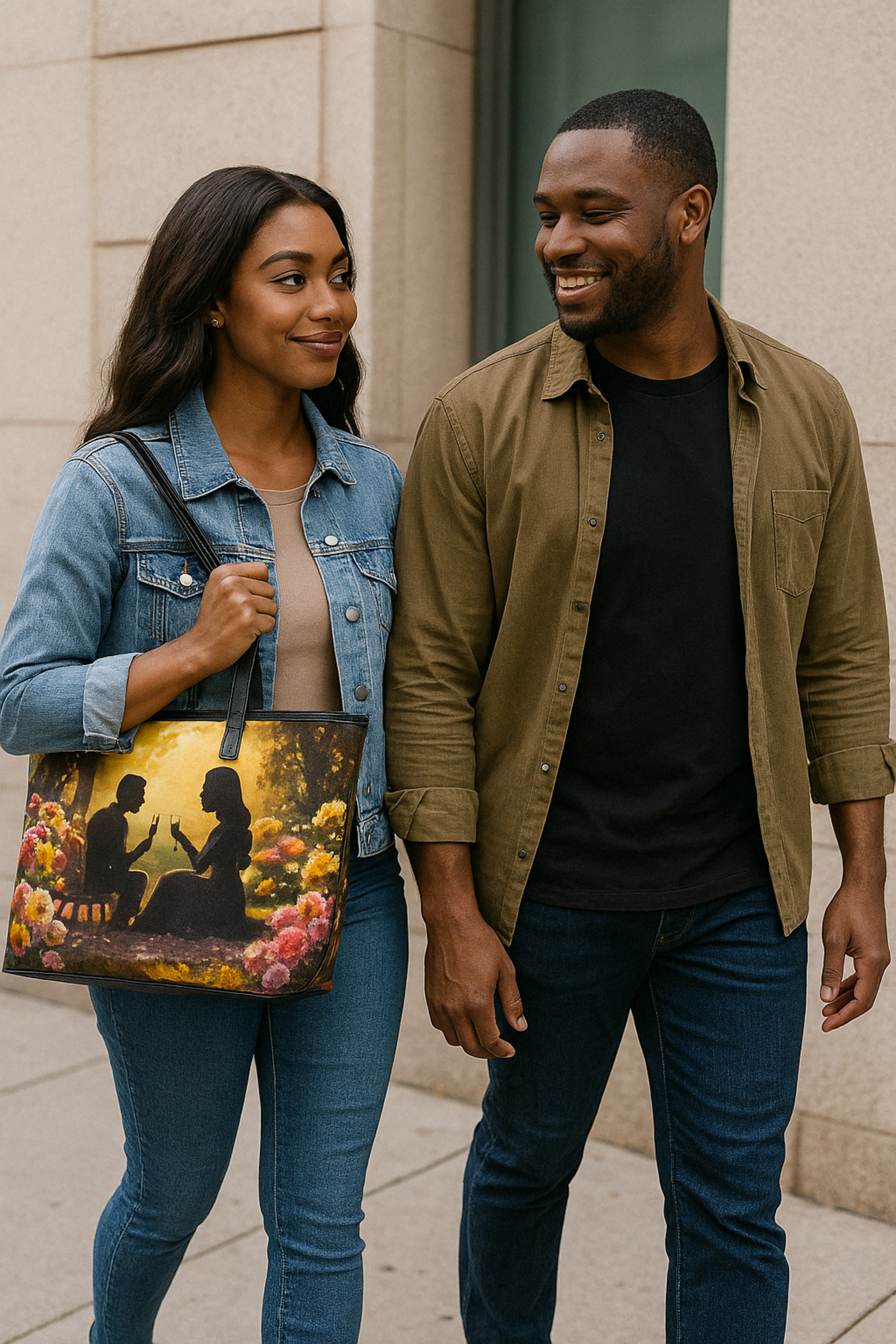 "Garden Romance" Silhouette Tote Bag