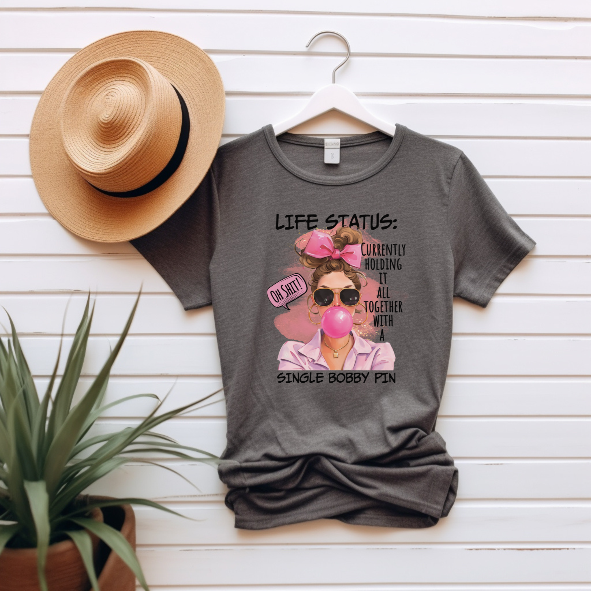 “Life Status: Currently Holding It All Together with a Single Bobby Pin” – Cozy & Stylish Unisex Jersey Tee product thumbnail image “Life Status: Currently Holding It All Together with a Single Bobby Pin” – Cozy & Stylish Unisex Jersey Tee product thumbnail image