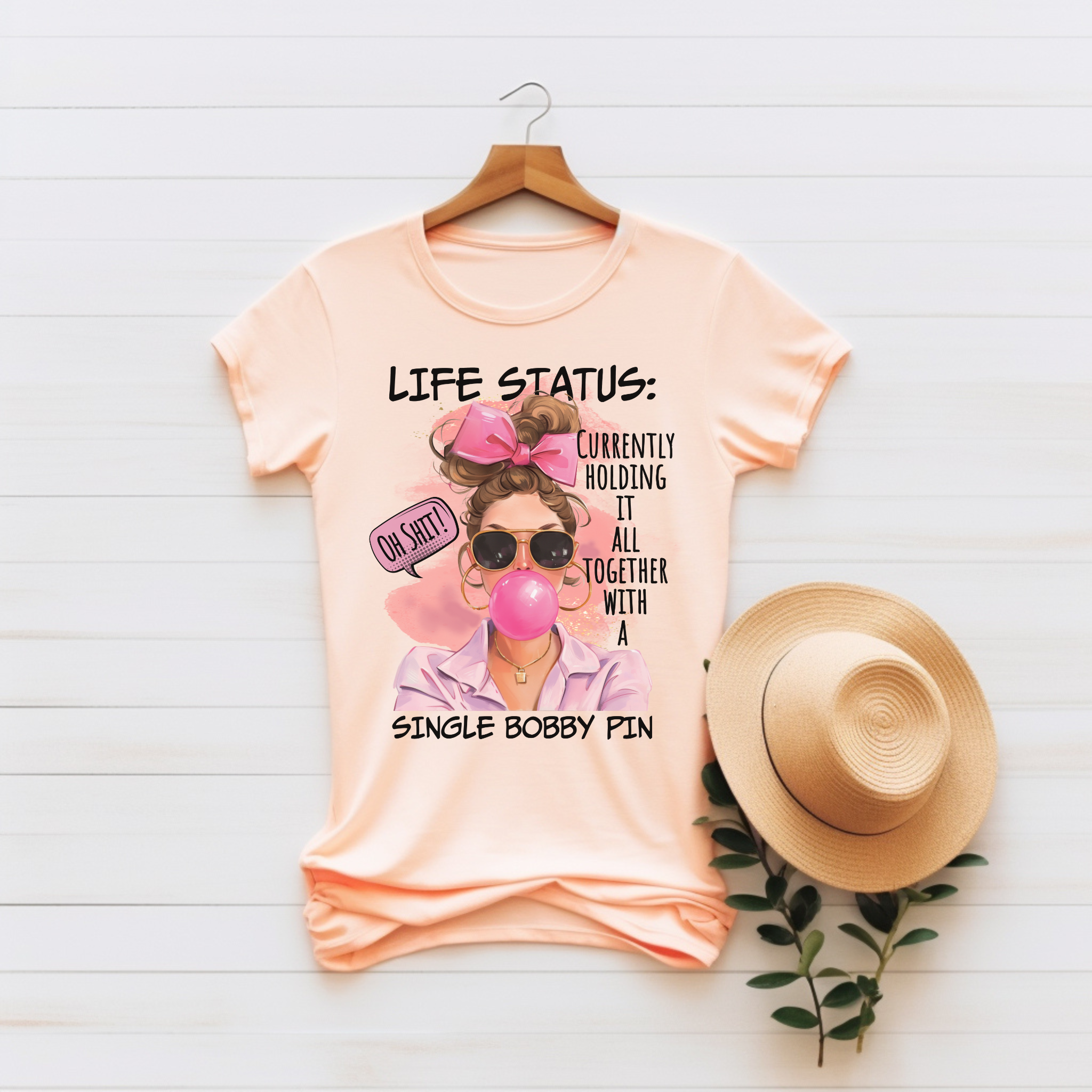 “Life Status: Currently Holding It All Together with a Single Bobby Pin” – Cozy &amp; Stylish Unisex Jersey Tee product thumbnail image