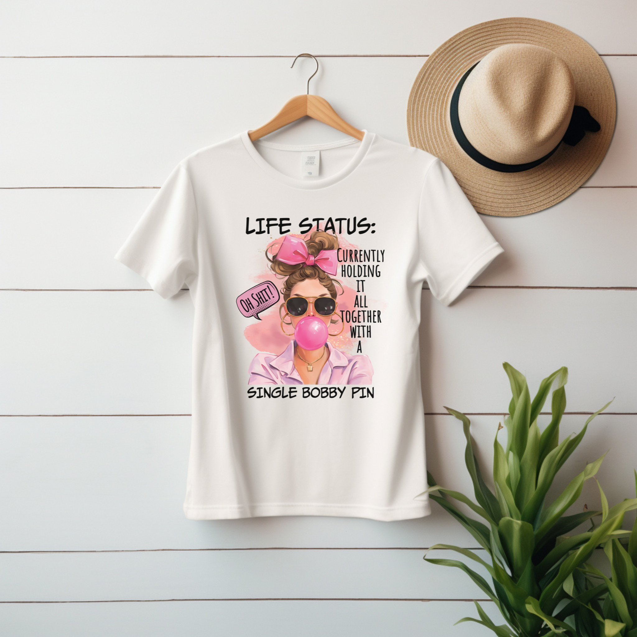 “Life Status: Currently Holding It All Together with a Single Bobby Pin” – Cozy &amp; Stylish Unisex Jersey Tee product thumbnail image