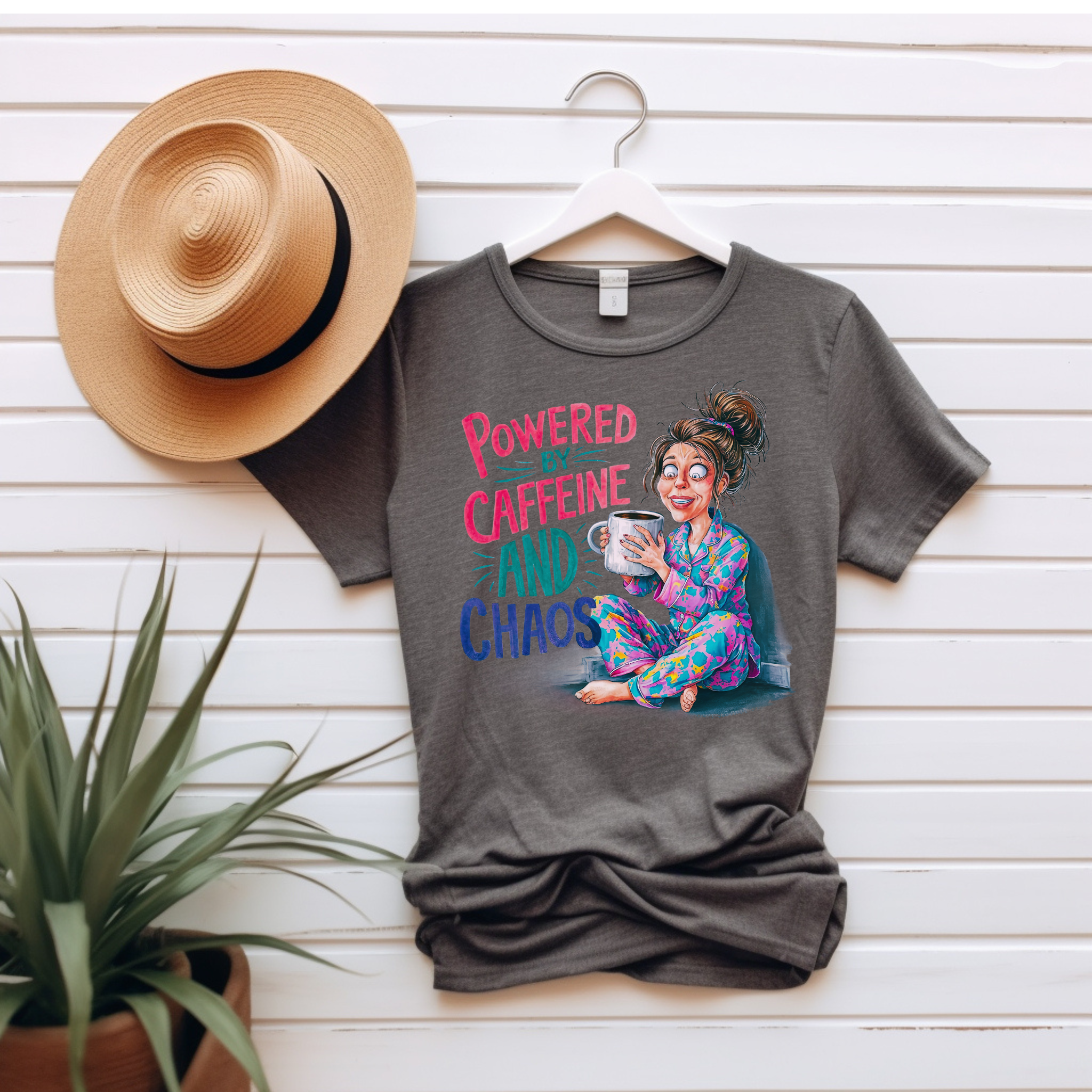 “Powered by Caffeine and Chaos” Unisex Graphic Tee