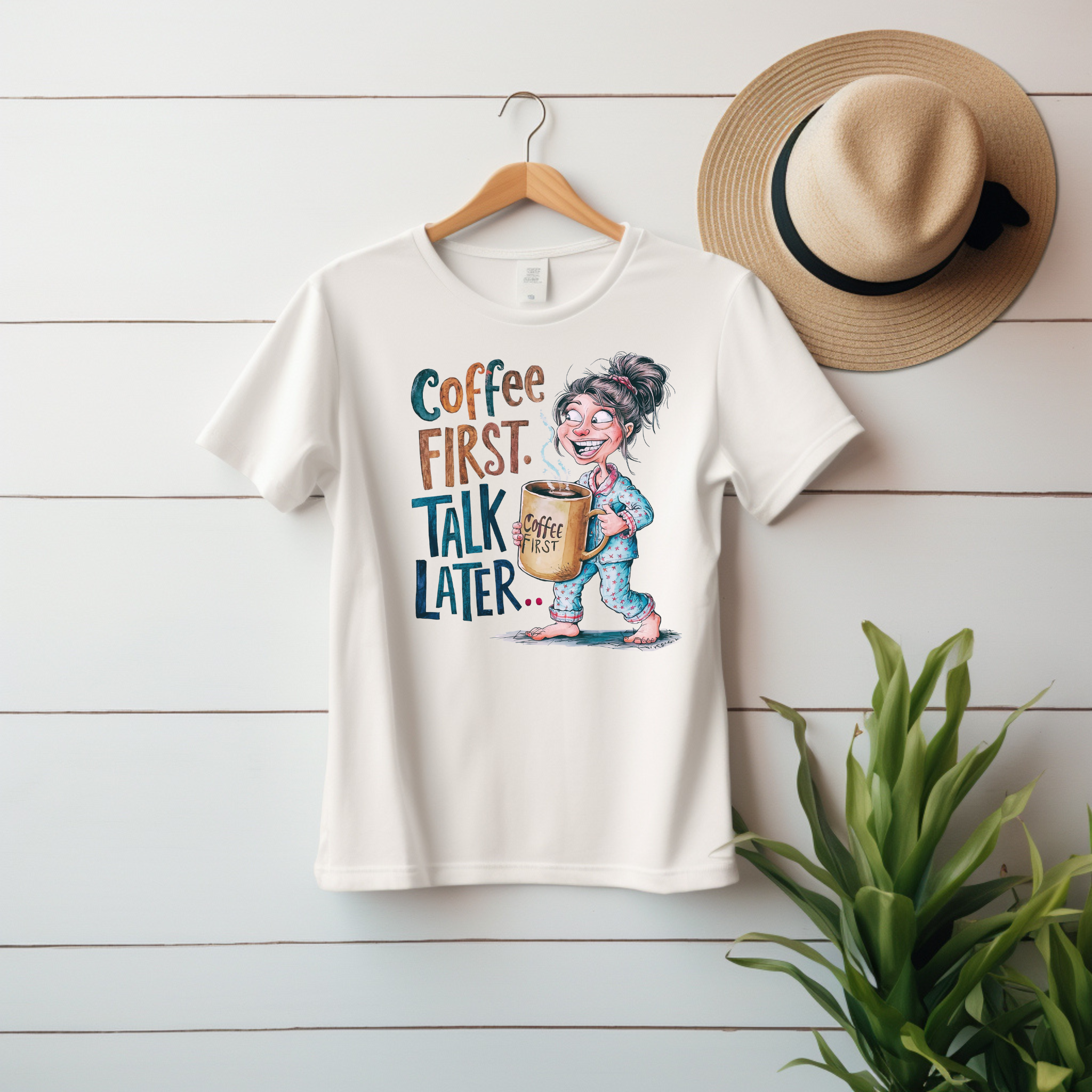 “Coffee First. Talk Later…” Unisex Graphic Tee product thumbnail image “Coffee First. Talk Later…” Unisex Graphic Tee product thumbnail image
