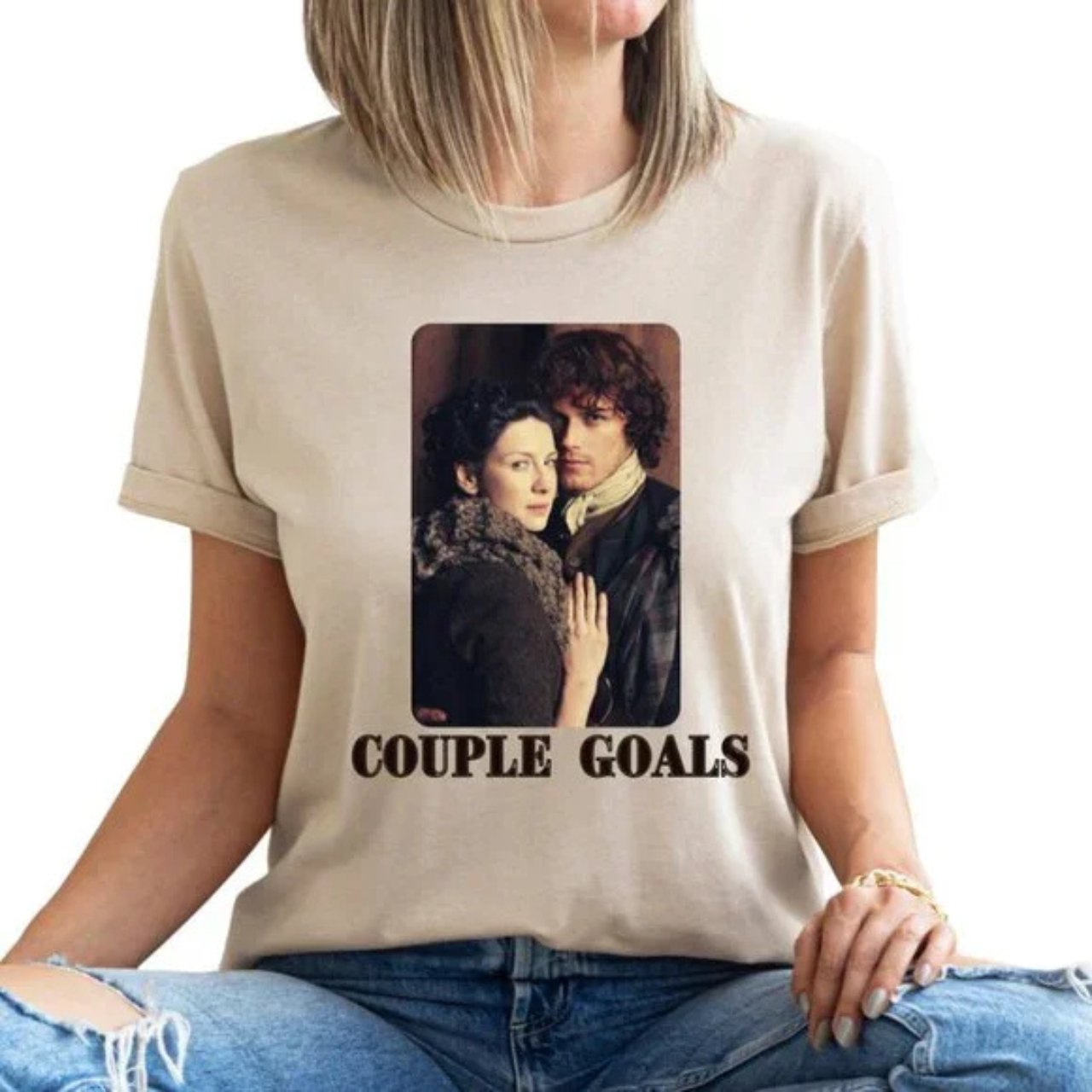 Outlander TV Show Jamie and Claire Fraser COUPLE GOALS Shortsleeve T-Shirt product thumbnail image Outlander TV Show Jamie and Claire Fraser COUPLE GOALS Shortsleeve T-Shirt product thumbnail image