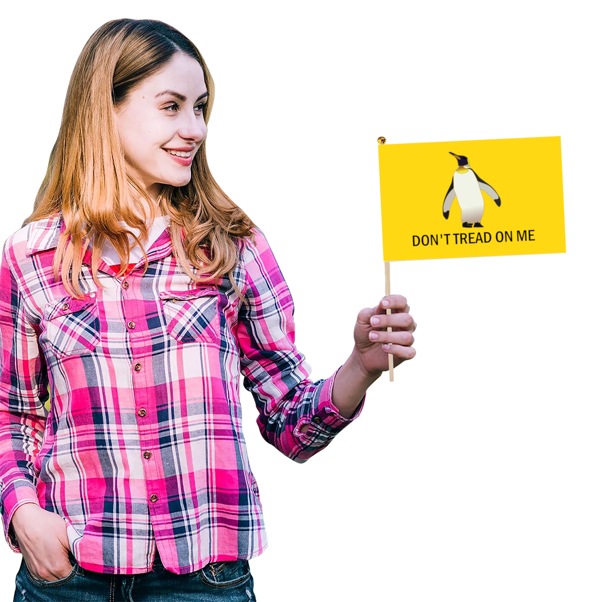 Gadsden/Don't Tread on Me Hand Flag (Penguin Variant) - 1pc or 5pcs Gadsden/Don't Tread on Me Hand Flag (Penguin Variant) - 1pc or 5pcs