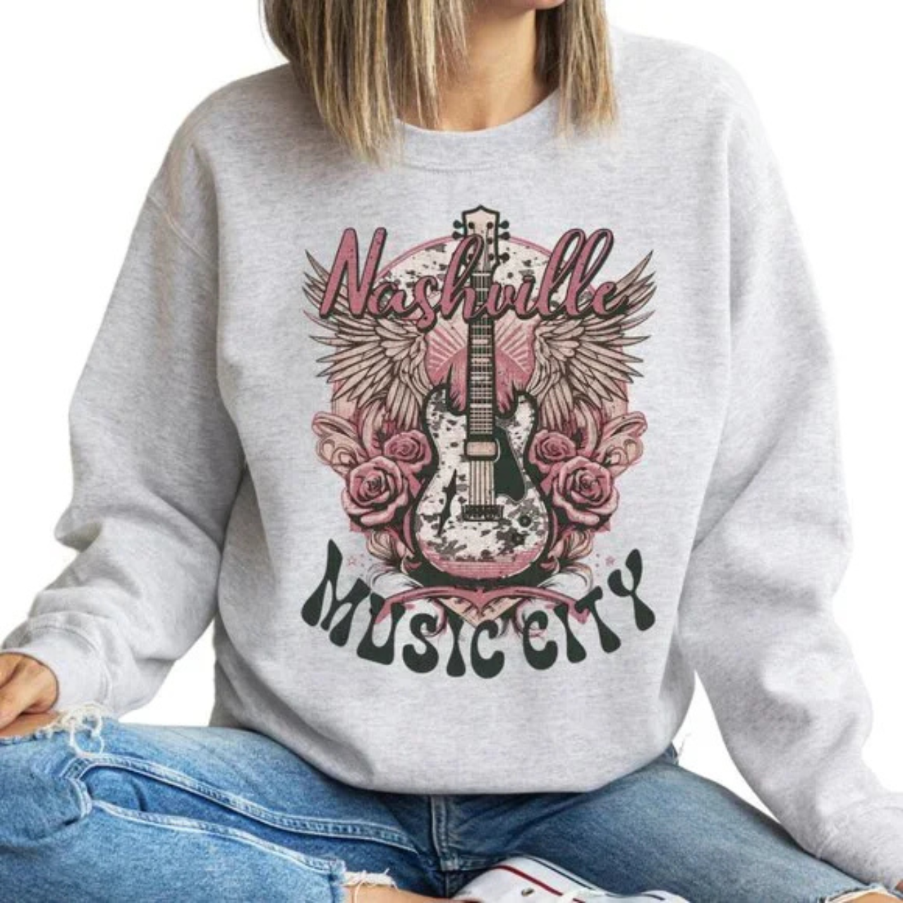 Western NASHVILLE MUSIC CITY Longsleeve Crewneck Sweatshirt product thumbnail image Western NASHVILLE MUSIC CITY Longsleeve Crewneck Sweatshirt product thumbnail image