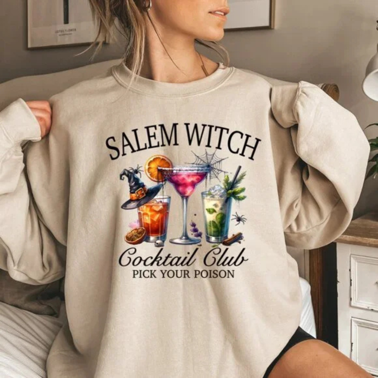 Halloween Salem Witch Cocktail Club PICK YOUR POISON Sweatshirt Halloween Salem Witch Cocktail Club PICK YOUR POISON Sweatshirt
