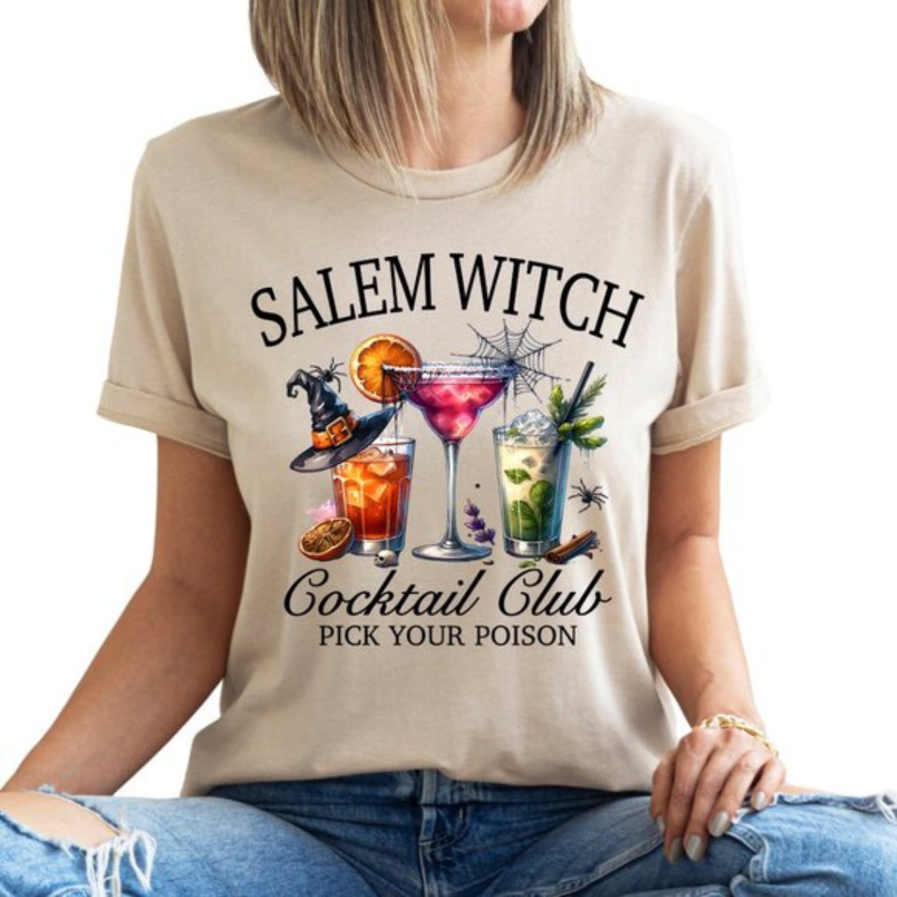 Halloween Salem Witch Cocktail Club Unisex Jersey Short Sleeve Tee product thumbnail image Halloween Salem Witch Cocktail Club Unisex Jersey Short Sleeve Tee product thumbnail image
