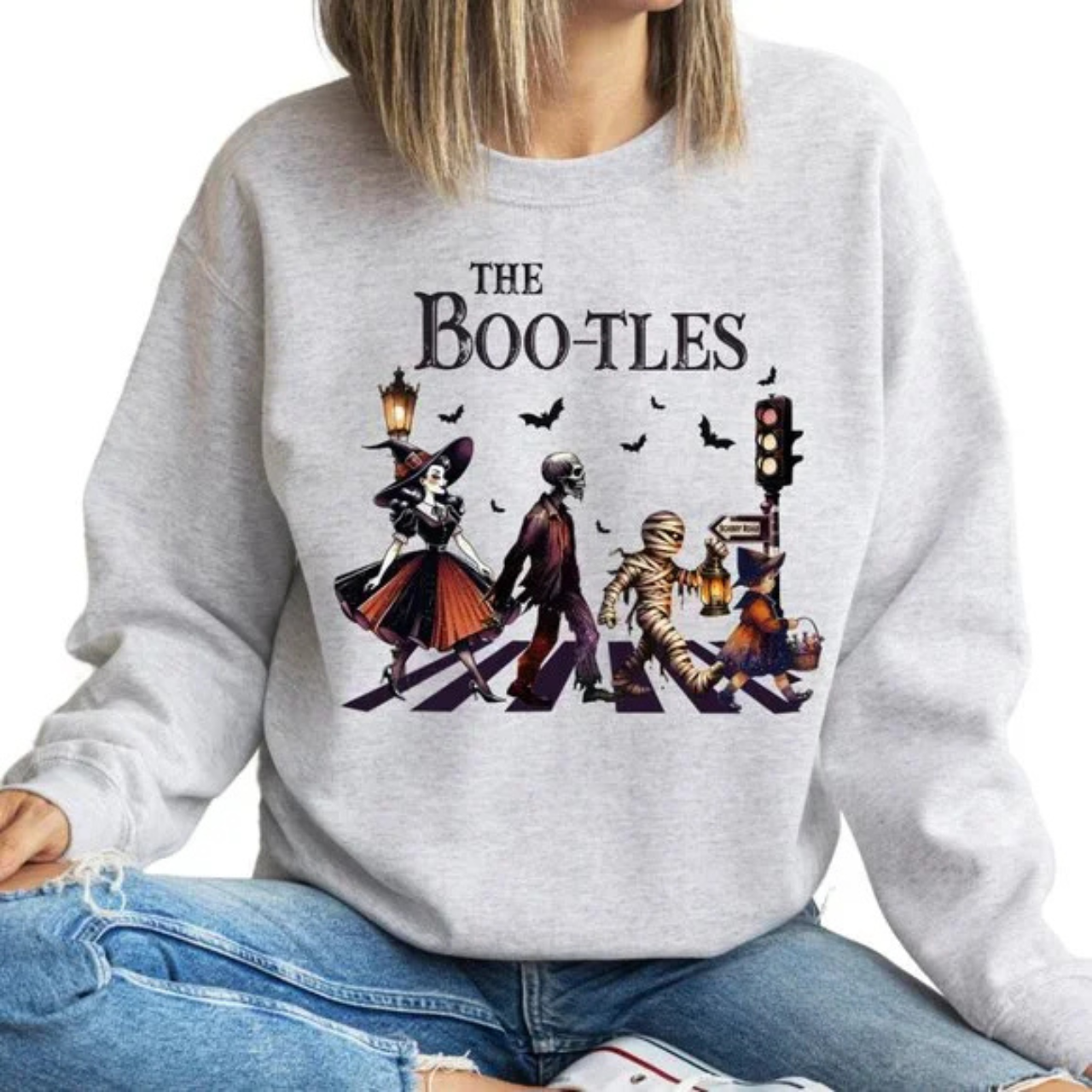 Retro Halloween Funny The BOO-TLES Longsleeve Crewneck Sweatshirt Retro Halloween Funny The BOO-TLES Longsleeve Crewneck Sweatshirt