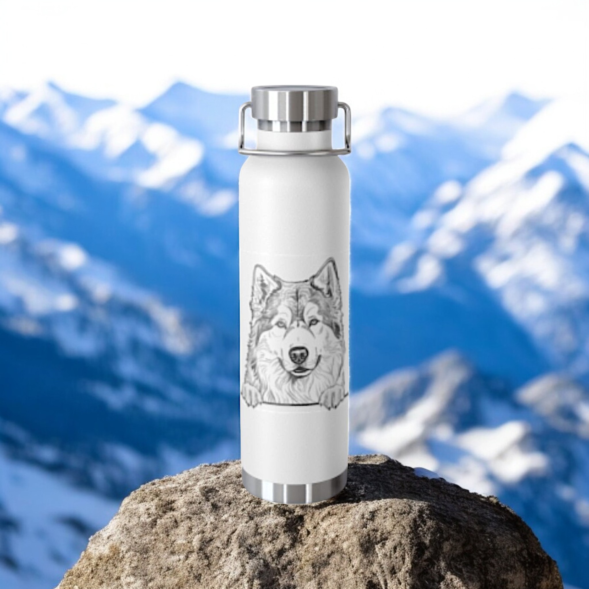 Alaskan Malamute Copper Water Bottle - 22oz Vacuum Insulated Flask with Adorable Pup Design product thumbnail image Alaskan Malamute Copper Water Bottle - 22oz Vacuum Insulated Flask with Adorable Pup Design product thumbnail image