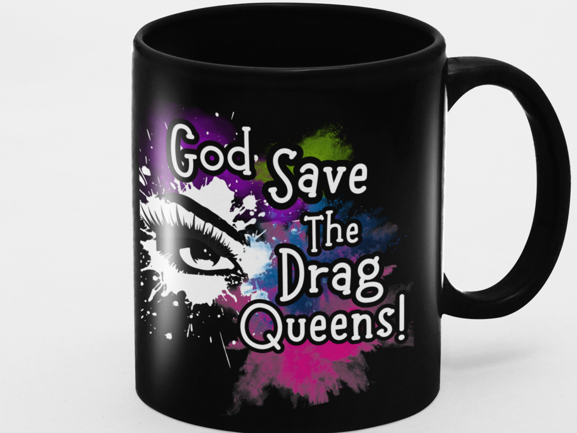 God Save The Drag Queens! Black Ceramic Coffee Mug - Drag Queen Pride, LGBTQ+ Fans, Colorful Coffee Cup, Unique Drinkware, Party Supply product thumbnail image God Save The Drag Queens! Black Ceramic Coffee Mug - Drag Queen Pride, LGBTQ+ Fans, Colorful Coffee Cup, Unique Drinkware, Party Supply product thumbnail image