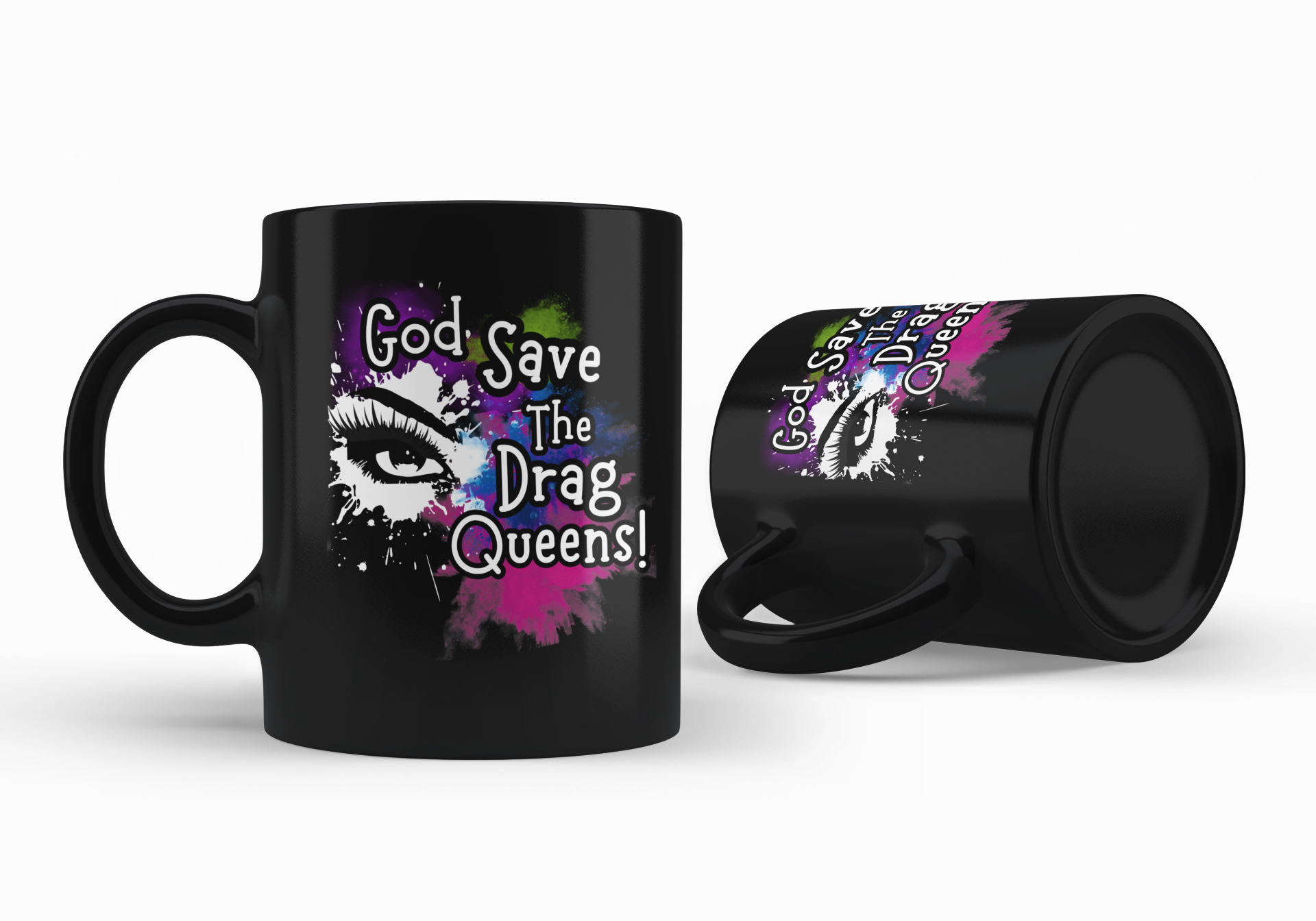 God Save The Drag Queens! Black Ceramic Coffee Mug - Drag Queen Pride, LGBTQ+ Fans, Colorful Coffee Cup, Unique Drinkware, Party Supply product thumbnail image God Save The Drag Queens! Black Ceramic Coffee Mug - Drag Queen Pride, LGBTQ+ Fans, Colorful Coffee Cup, Unique Drinkware, Party Supply product thumbnail image