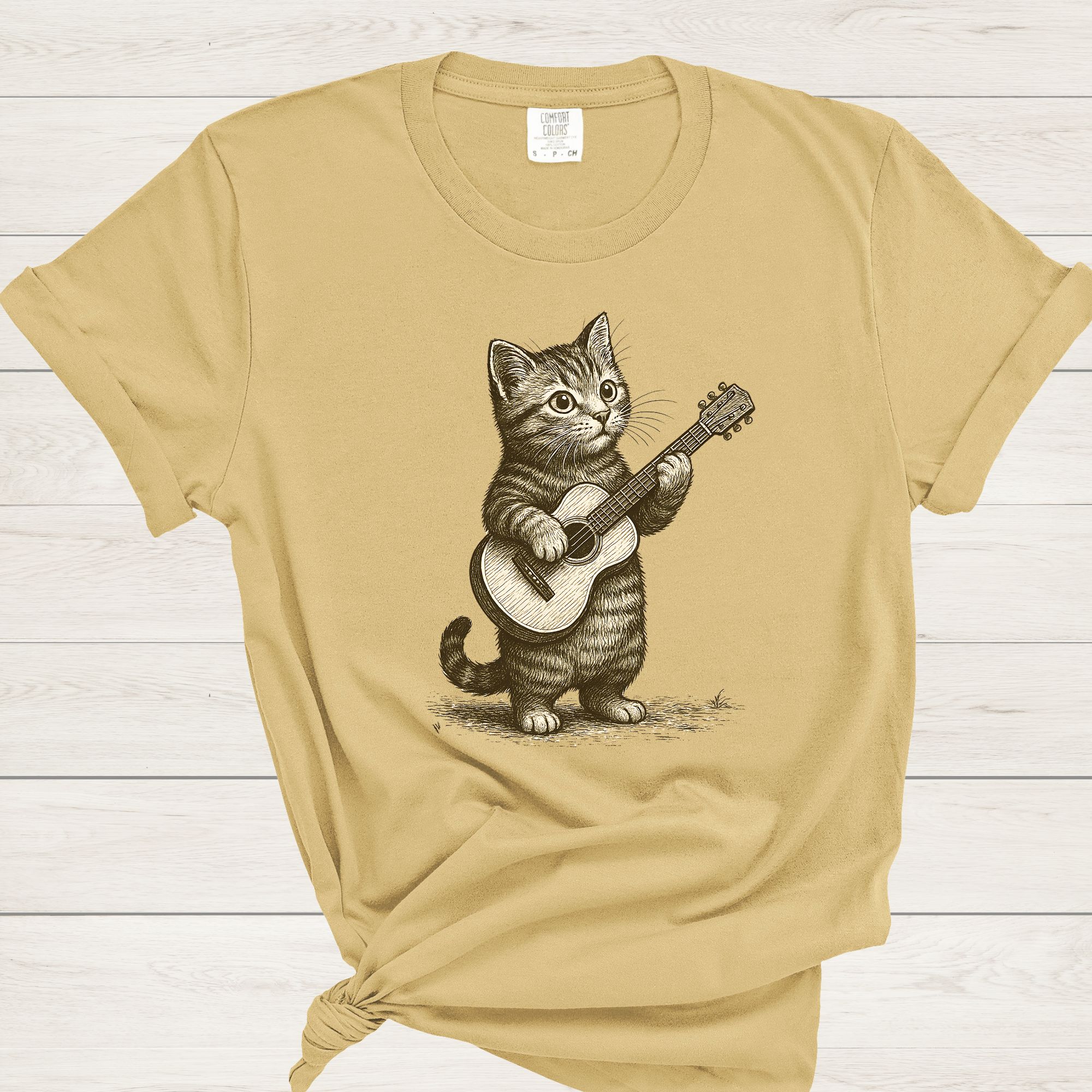 Vintage Cat Acoustic Guitar T-shirt