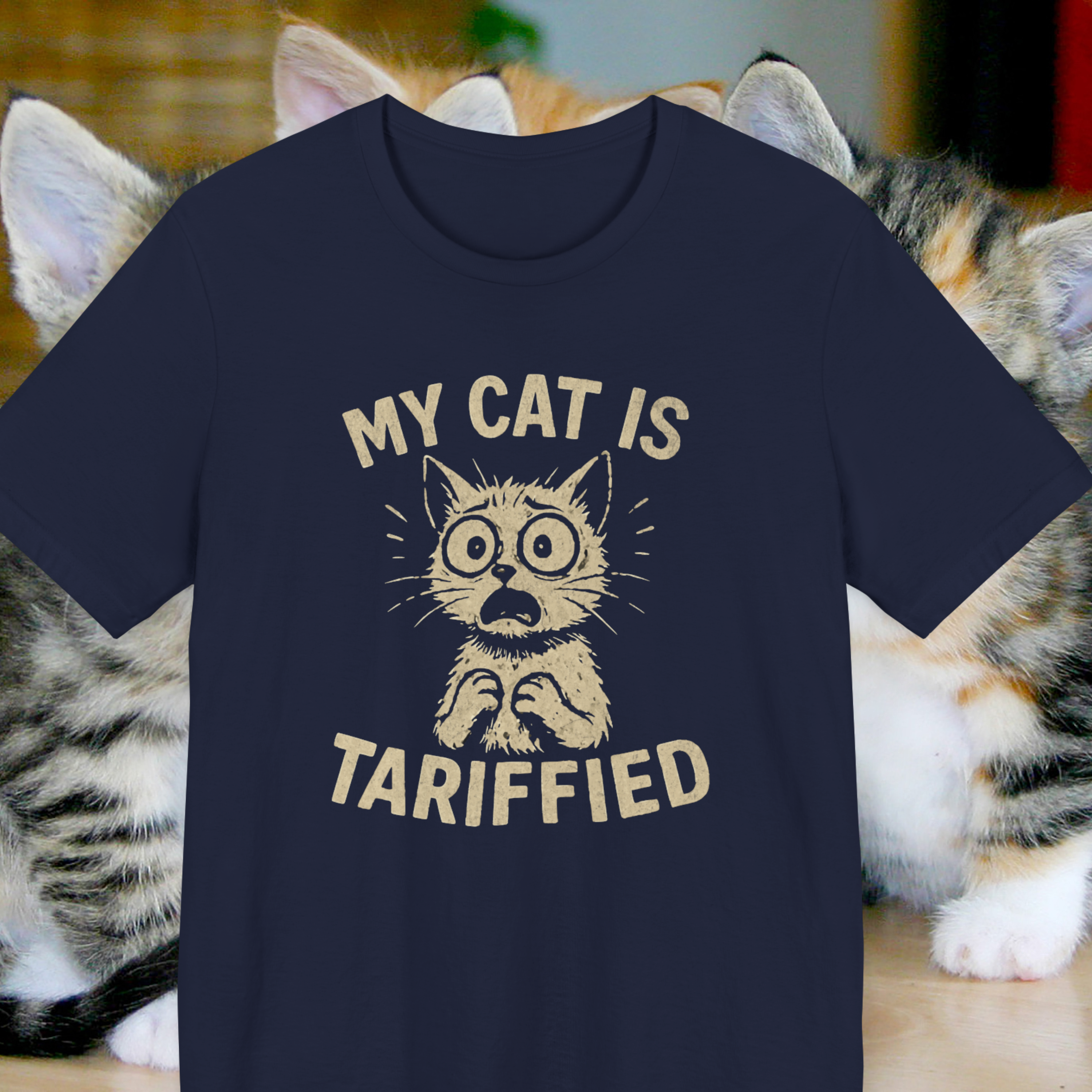 My Cat Is Tariffied Bella Canvas 3001 Short Sleeve Shirt