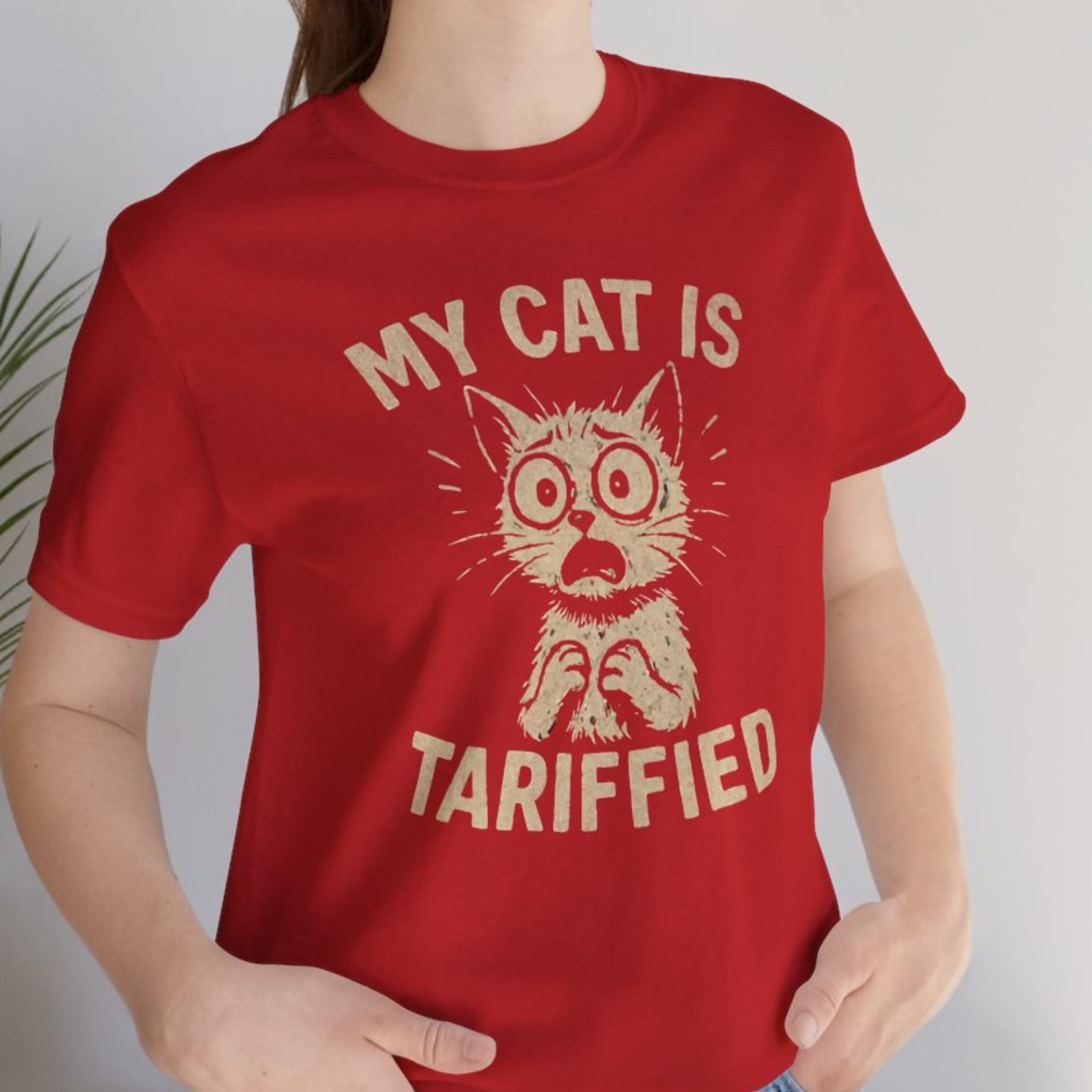 My Cat Is Tariffied Bella Canvas 3001 Short Sleeve Shirt product thumbnail image My Cat Is Tariffied Bella Canvas 3001 Short Sleeve Shirt product thumbnail image