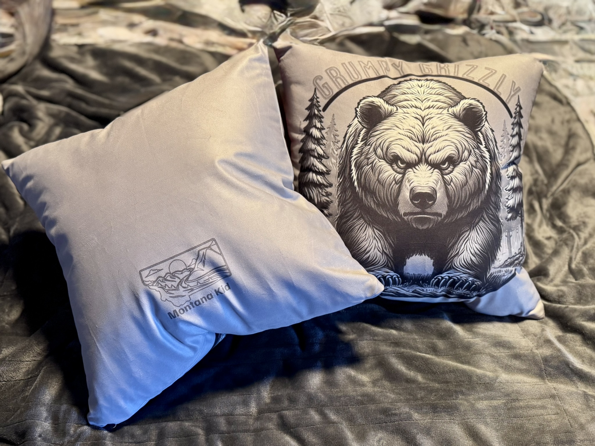 Grumpy Grizzly Throw Pillow product thumbnail image
