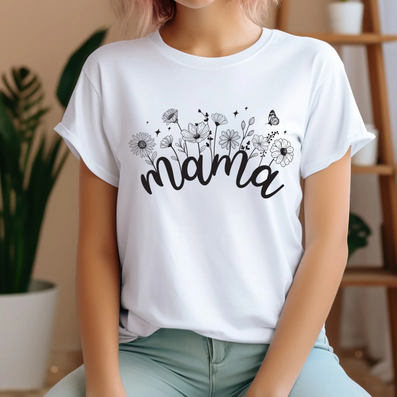Floral Mama Softstyle T-Shirt for Moms 2XL 3XL product thumbnail image