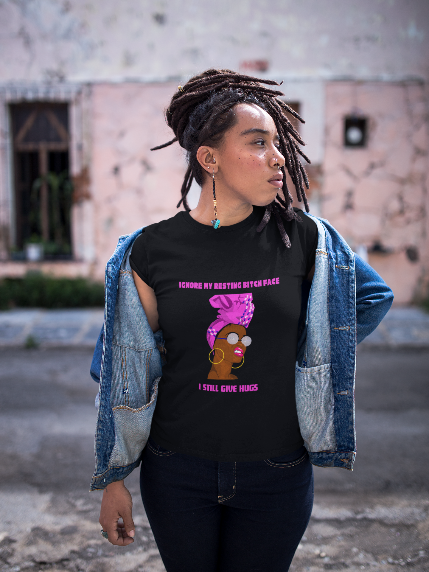 Humor Unisex T-Shirt - 'Ignore My Resting Bitch Face, I Still Give Hugs' product thumbnail image