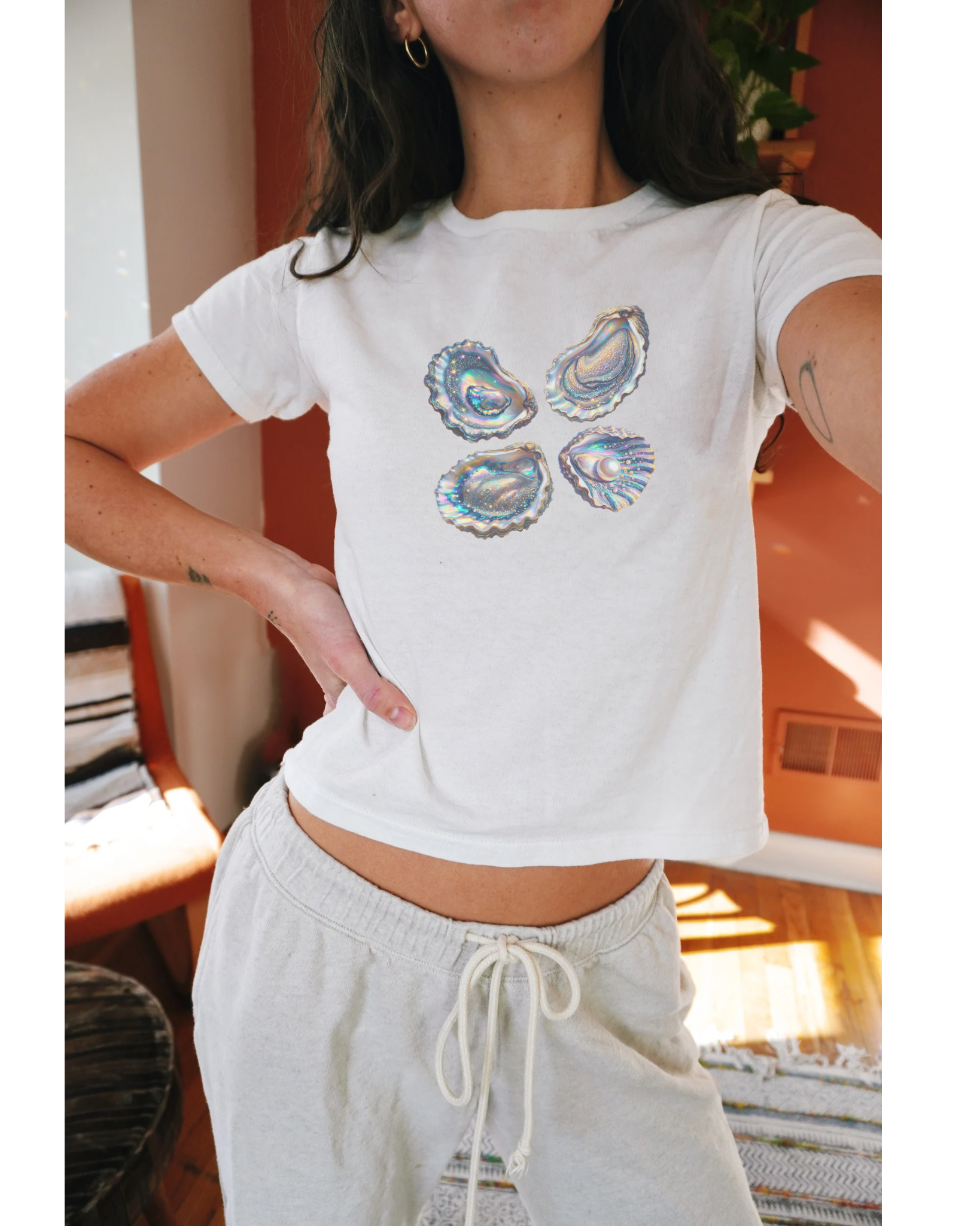 Oyster Shell Women's Softstyle Tee - Nautical Vibes for Ocean Lovers product thumbnail image Oyster Shell Women's Softstyle Tee - Nautical Vibes for Ocean Lovers product thumbnail image