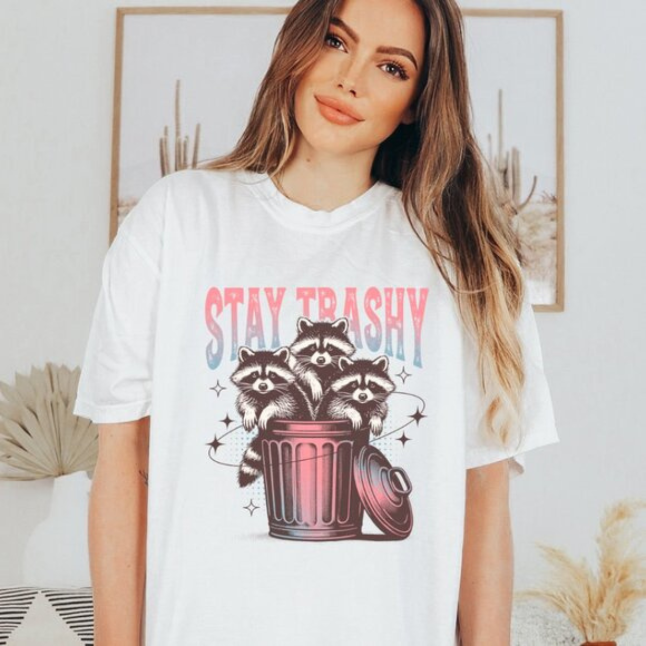 Funny Racoon STAY TRASHY Unisex Graphic Print Short Sleeve T-Shirt product thumbnail image Funny Racoon STAY TRASHY Unisex Graphic Print Short Sleeve T-Shirt product thumbnail image