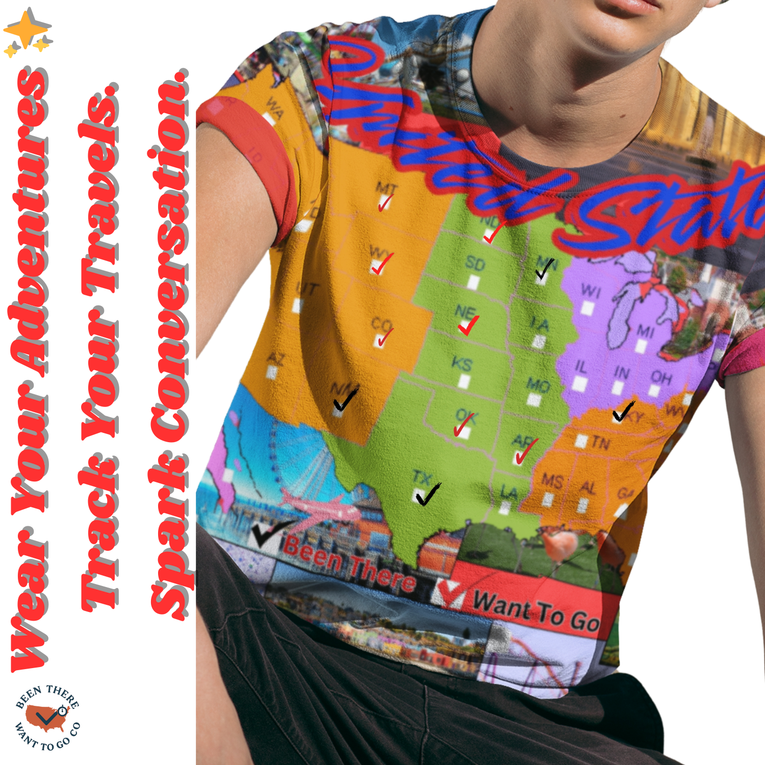 USA Check-Off &amp; Scavenger Hunt T-shirt – Wear Your USA Travel Dreams / Travel Story product thumbnail image