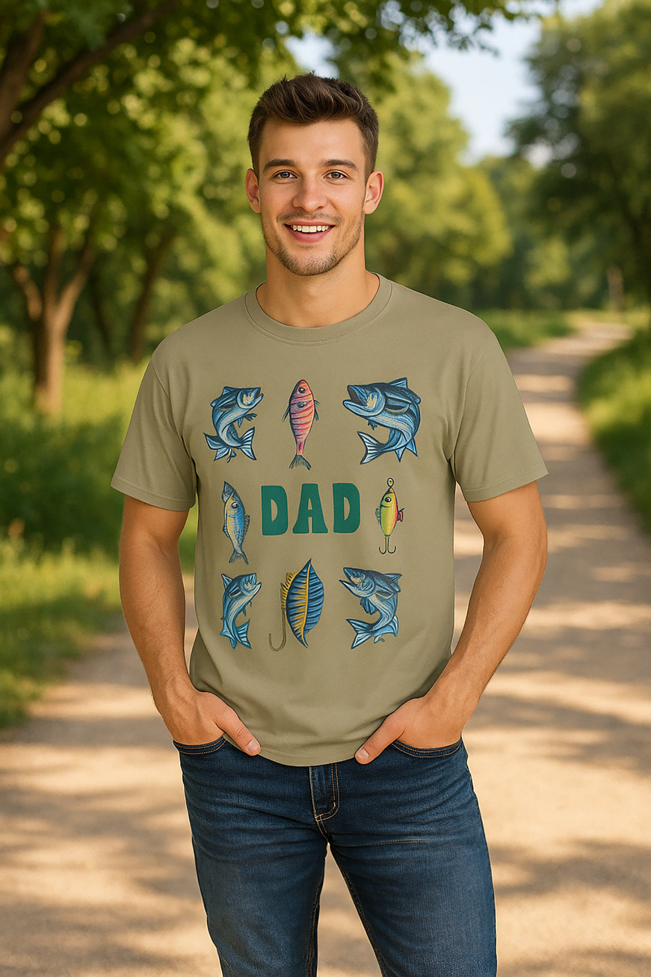 Fisherman Dad T-Shirt Fishing Gear Grid Tee | Gift for Outdoorsy Dads, Father’s Day Apparel product thumbnail image Fisherman Dad T-Shirt Fishing Gear Grid Tee | Gift for Outdoorsy Dads, Father’s Day Apparel product thumbnail image