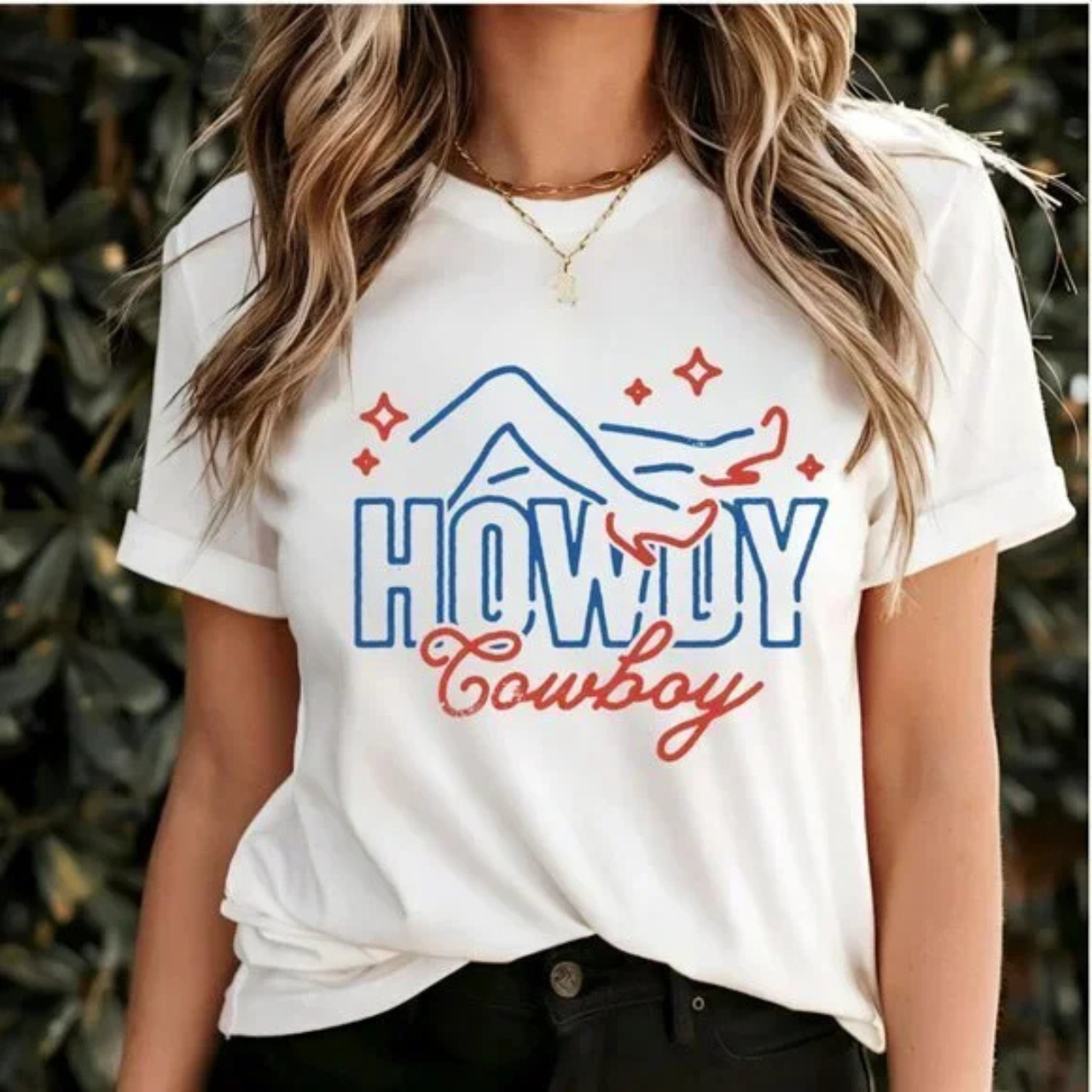 Retro Western HOWDY COWGIRL Graphic Print Short Sleeve T-Shirt Retro Western HOWDY COWGIRL Graphic Print Short Sleeve T-Shirt