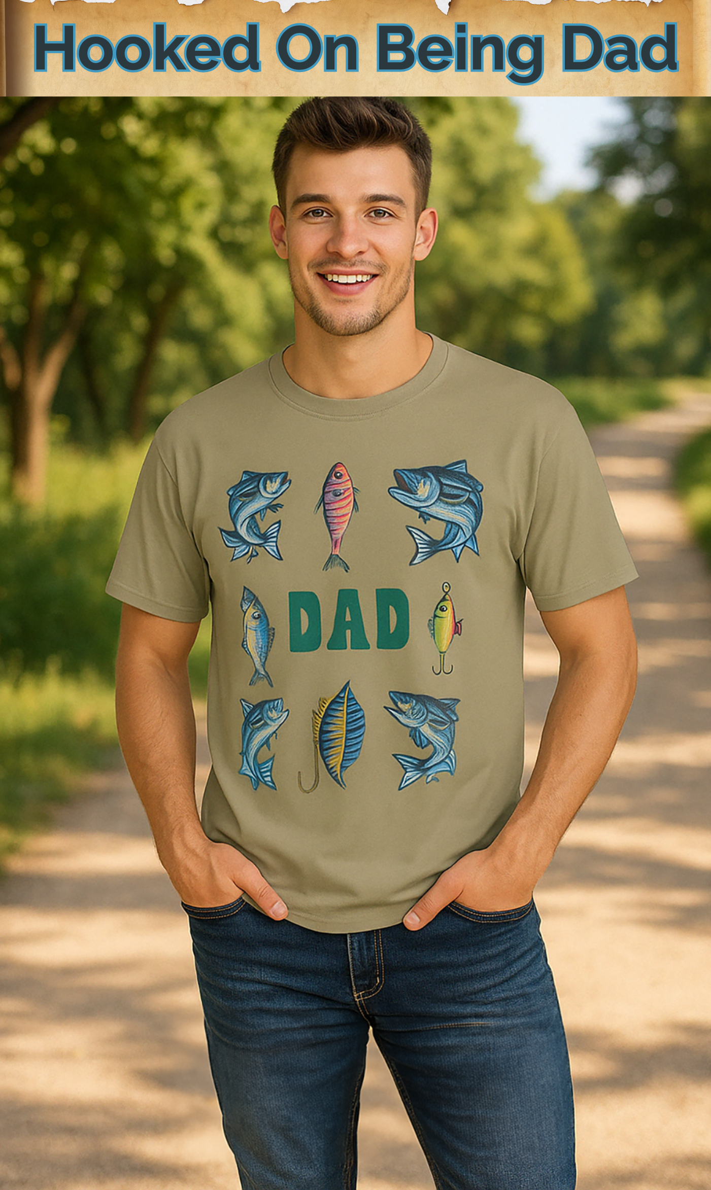 Fisherman Dad T-Shirt Fishing Gear Grid Tee | Gift for Outdoorsy Dads, Father’s Day Apparel product thumbnail image Fisherman Dad T-Shirt Fishing Gear Grid Tee | Gift for Outdoorsy Dads, Father’s Day Apparel product thumbnail image
